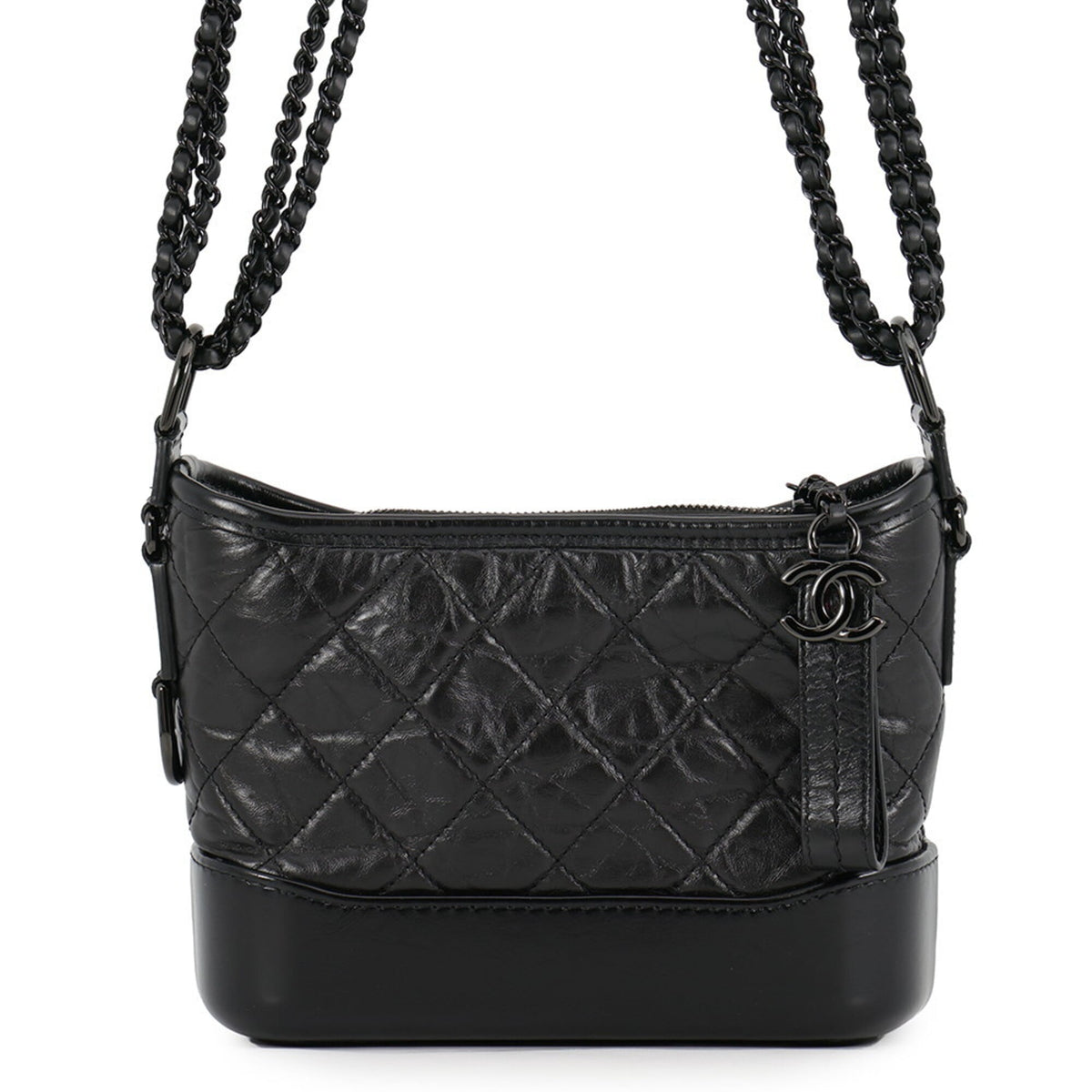Chanel Gabriel Black Leather Handbag Shoulder Bag (Pre-Owned)