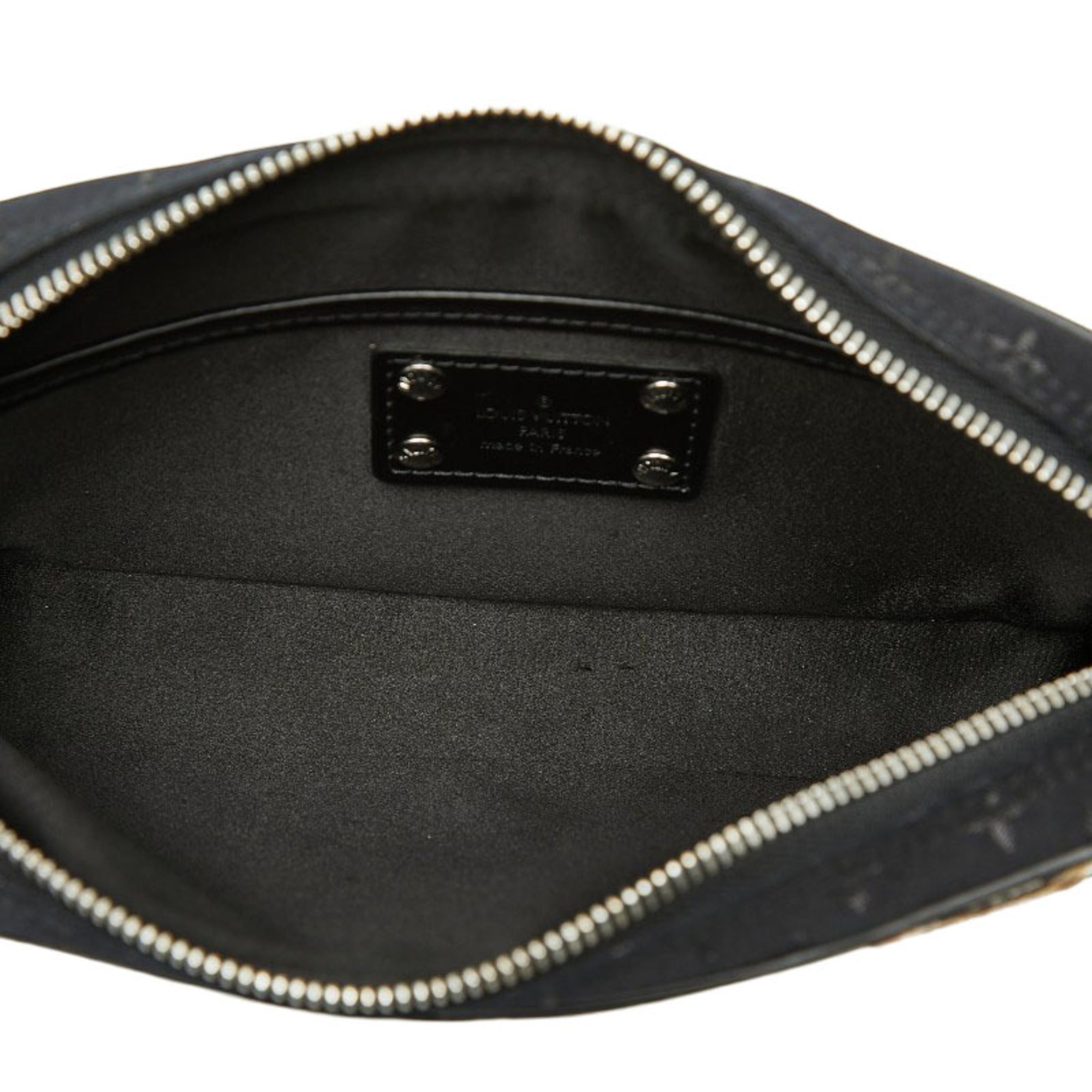 Louis Vuitton Black Satin Leather Handbag Pochette Shoulder Bag (Pre-Owned)