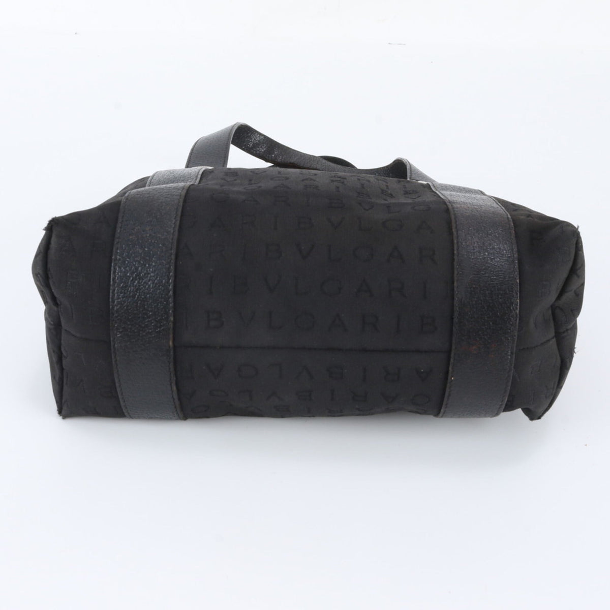 Bvlgari Black Leather Canvas Handbag Shoulder Bag Tote Bag (Pre-Owned)