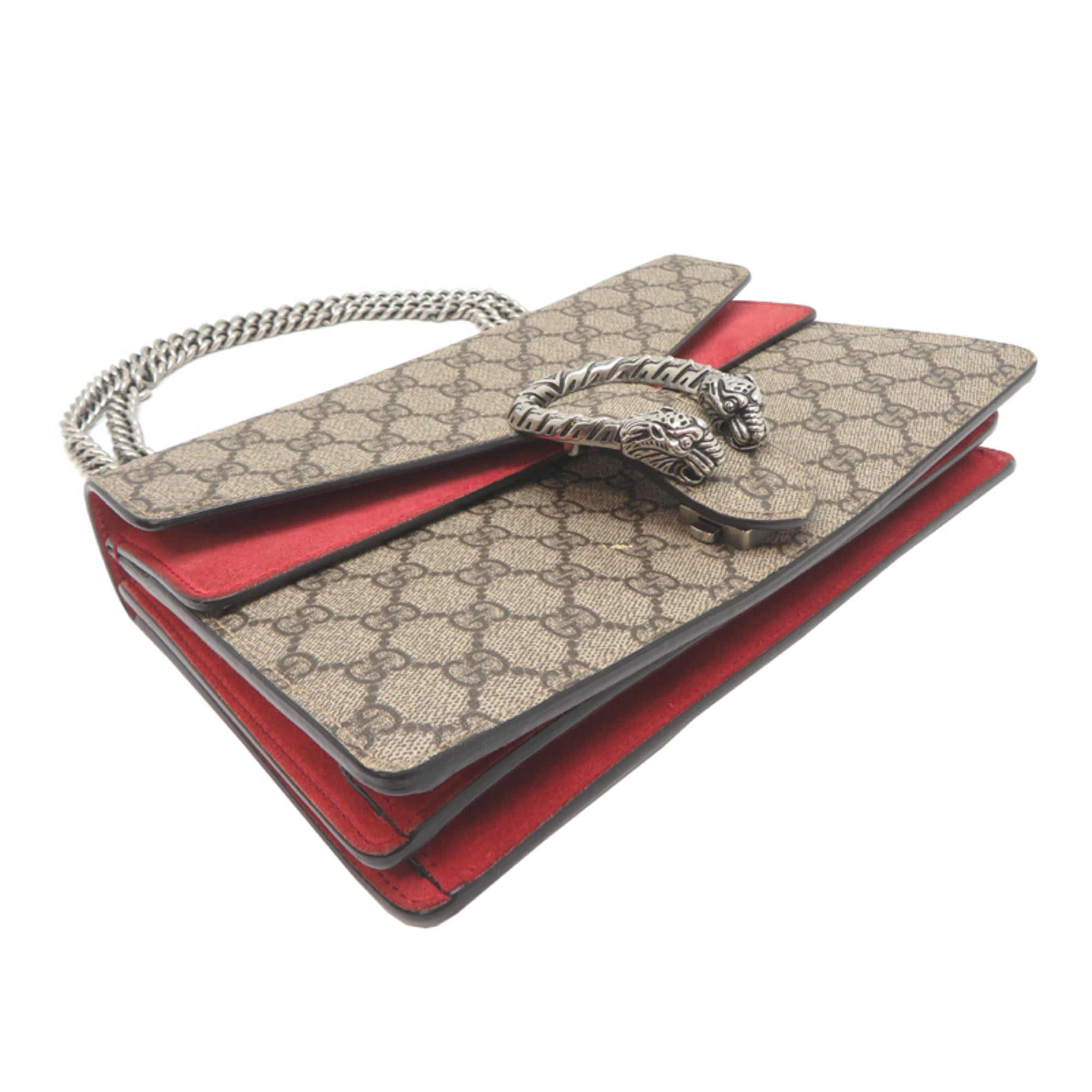 Gucci Beige Red Color Gg Supreme Shoulder Bag (Pre-Owned)