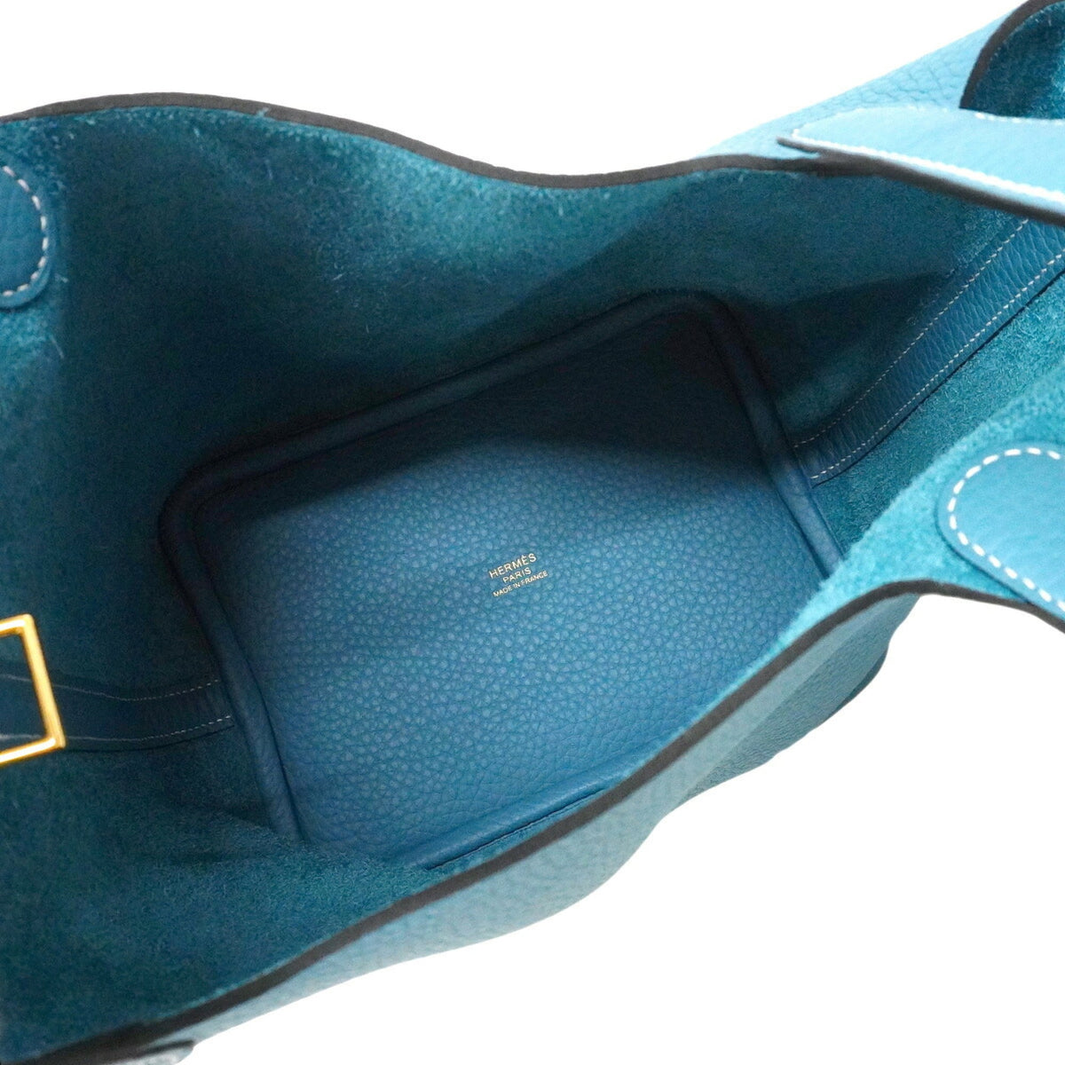 Hermes Blue Taurillon Clemence Leather Handbag (Pre-Owned)