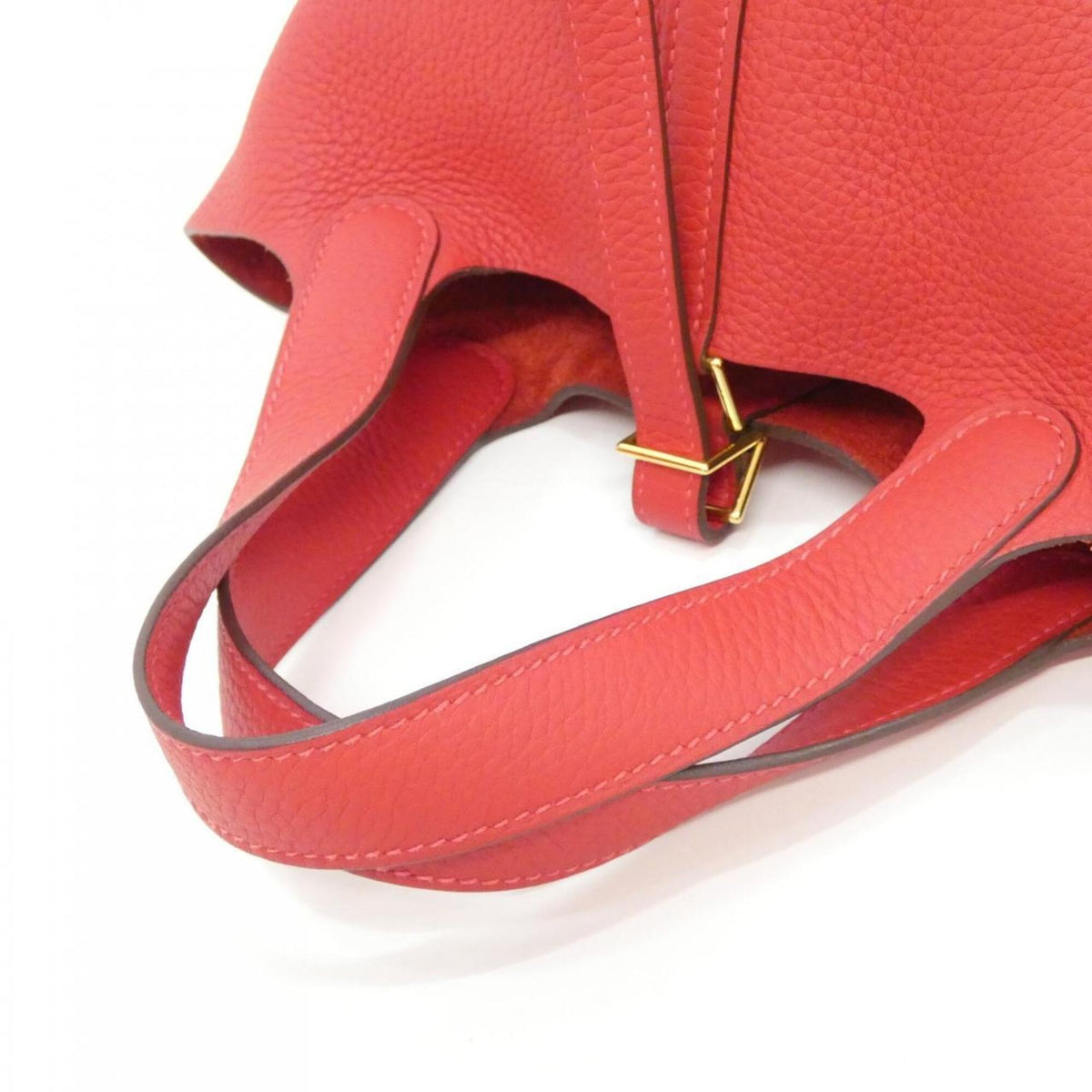 Hermes Red Color Taurillon Clemence Leather Handbag (Pre-Owned)