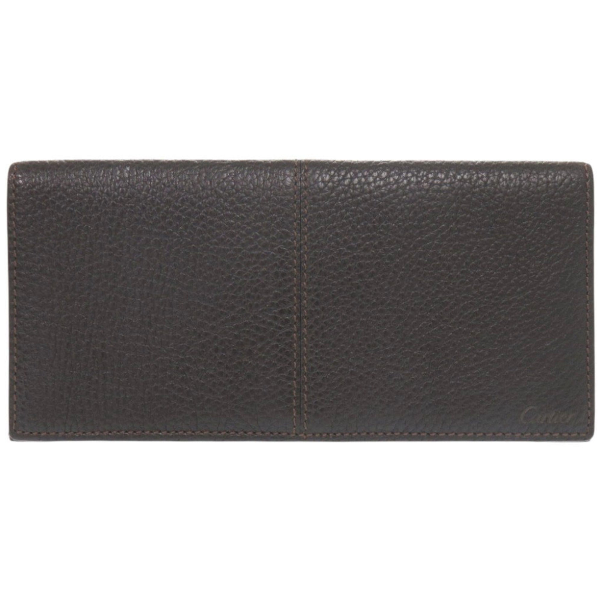 Cartier Dark Brown Leather Long Wallet (Bi-Fold) (Pre-Owned)
