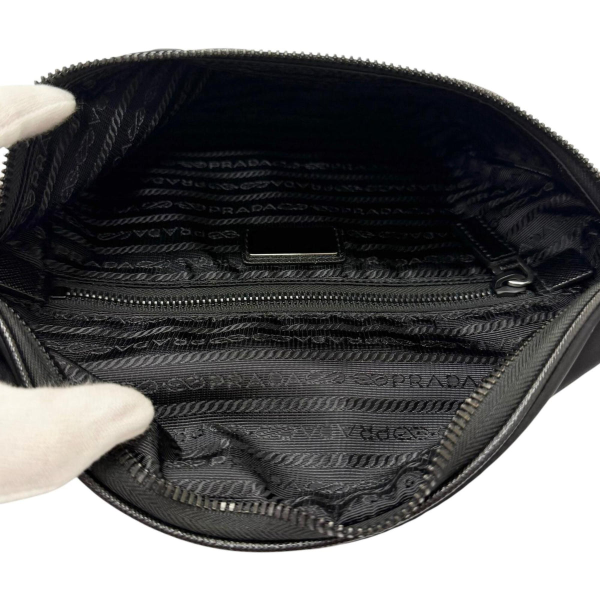 Prada Black Nylon Leather Fanny Pack Sling Bag (Pre-Owned)