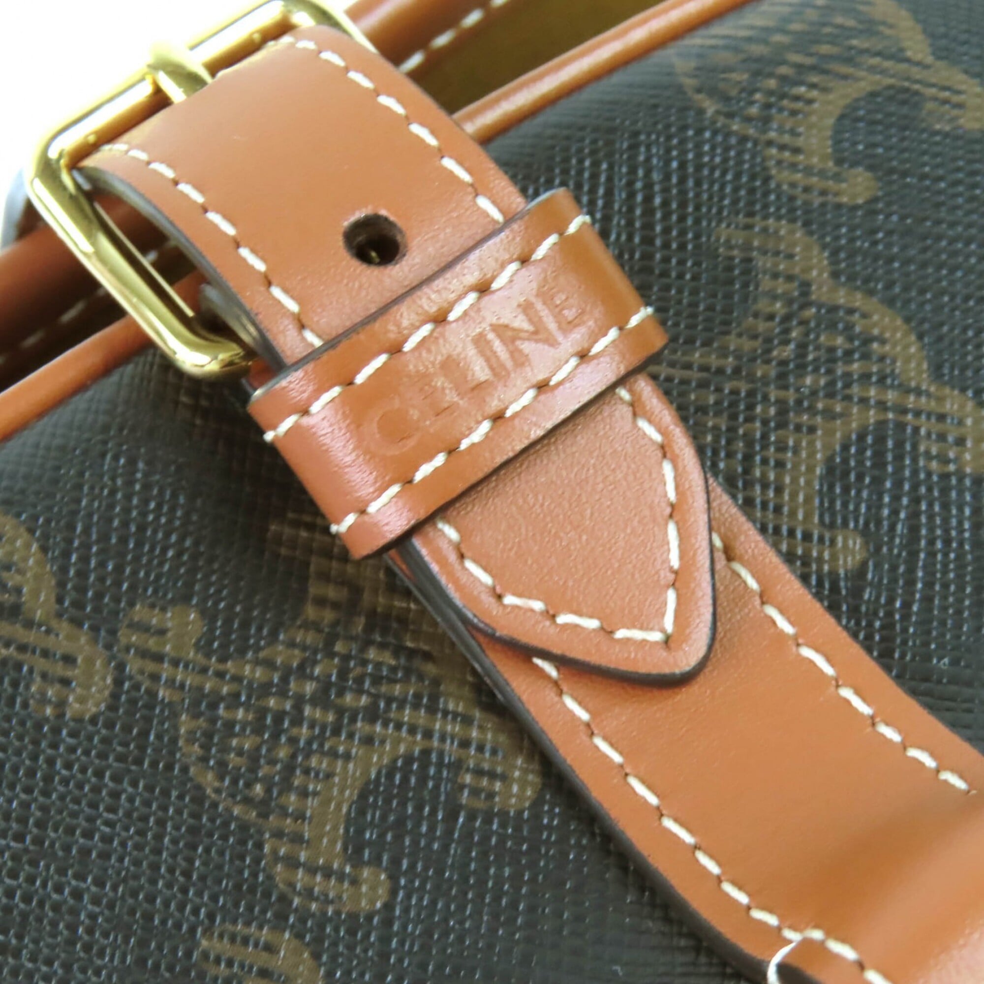 Celine Brown Canvas Shoulder Bag (Pre-Owned)