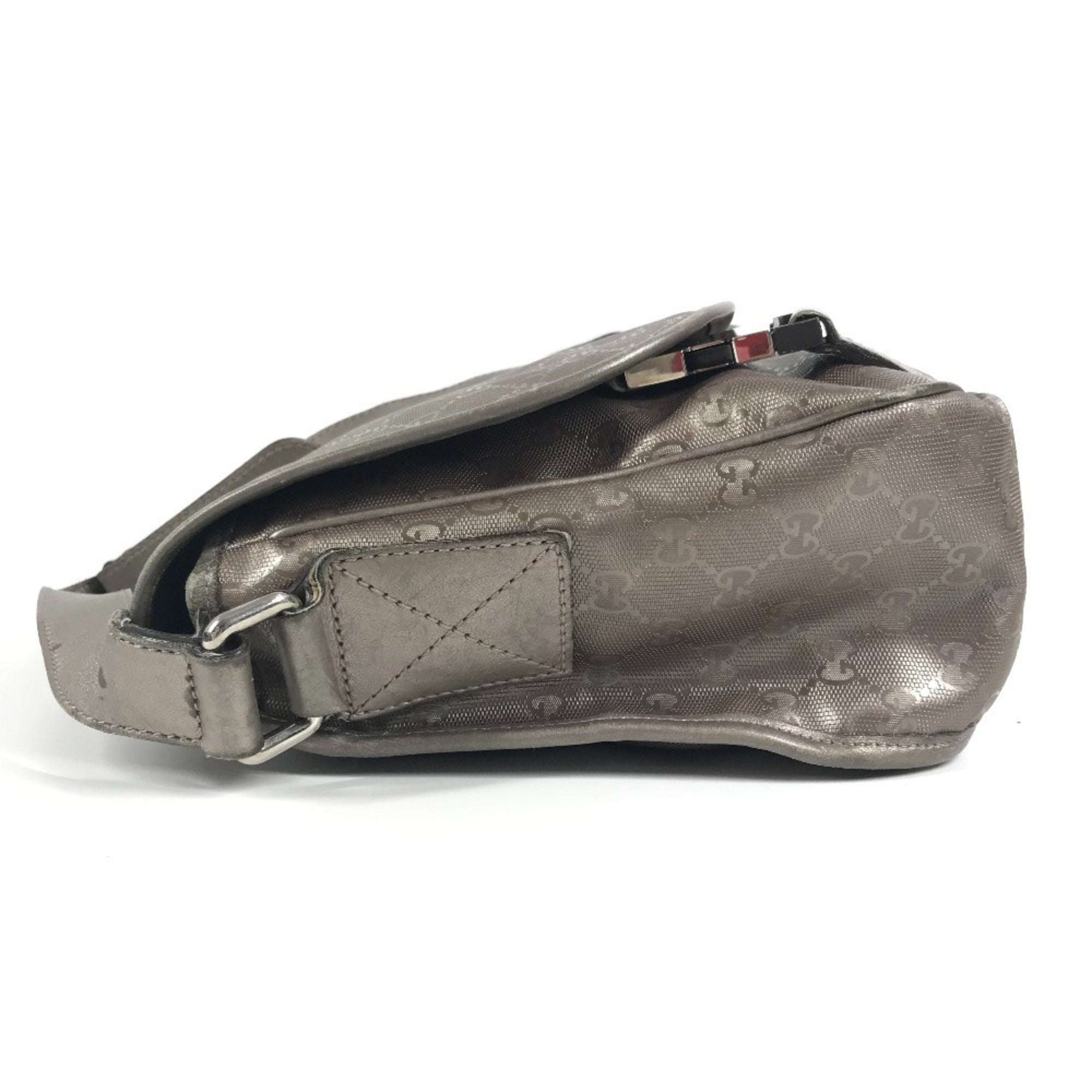 Gucci Metallic Gg Imprimé Leather Messenger Bag Shoulder Bag (Pre-Owned)