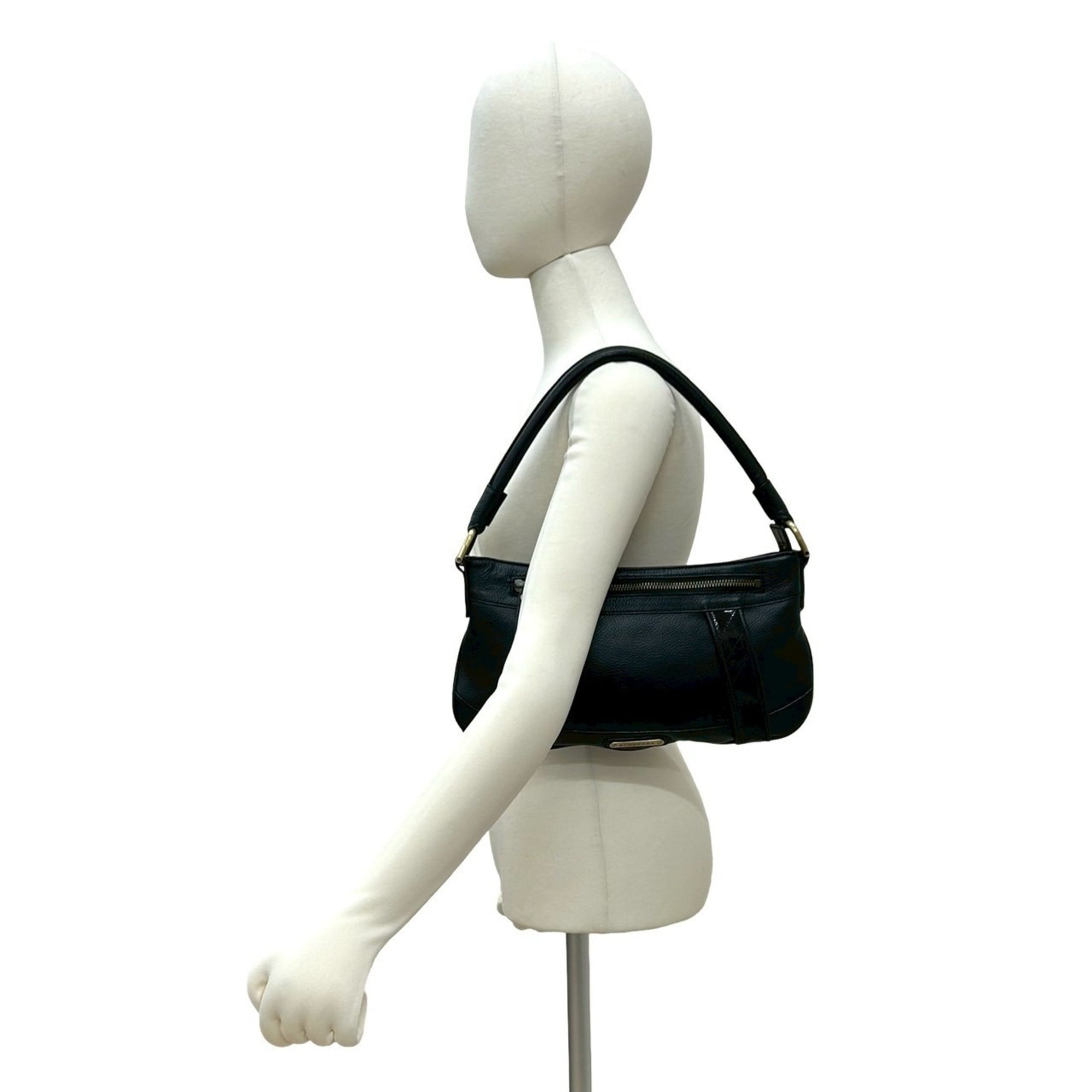 Burberry Black Leather Handbag Shoulder Bag (Pre-Owned)
