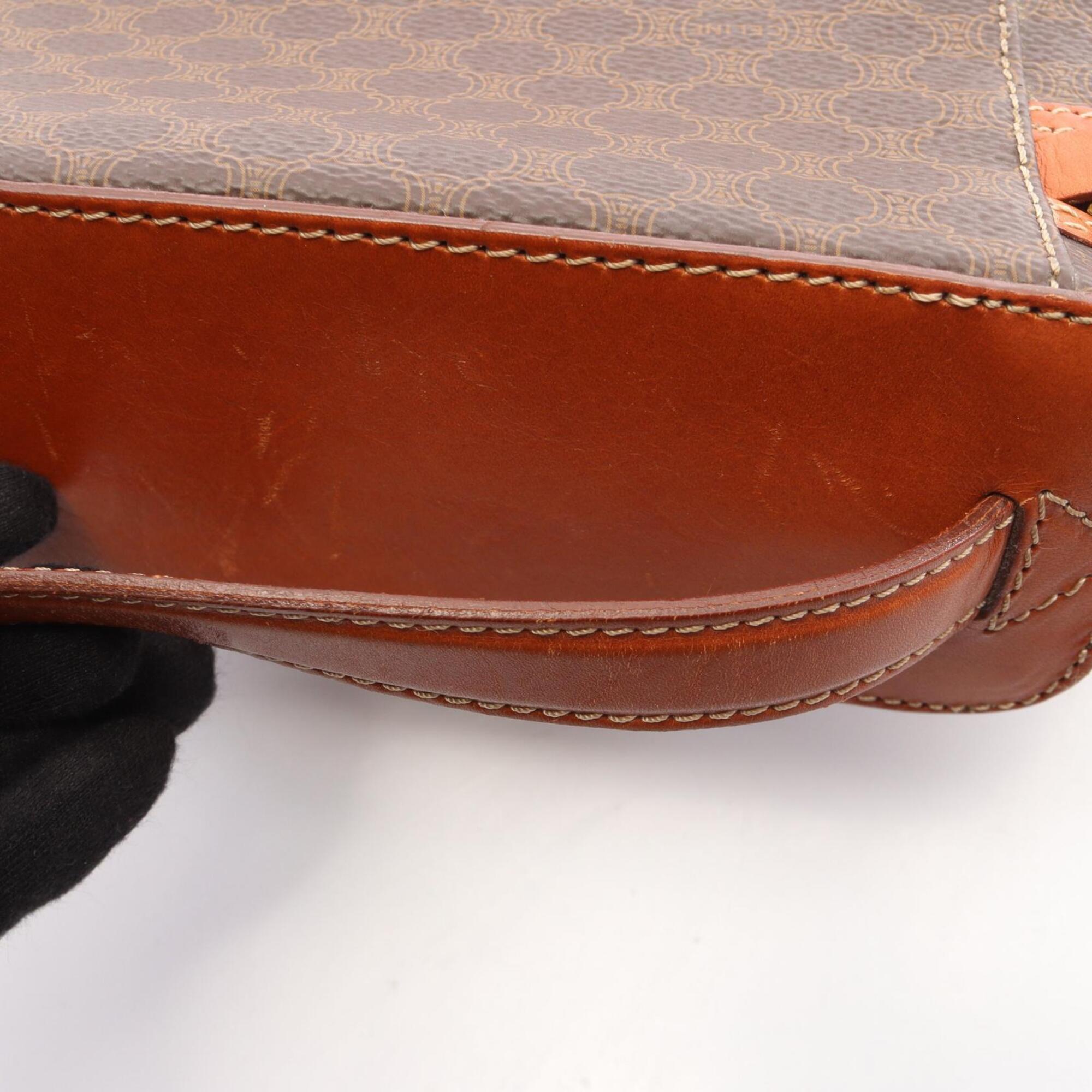 Celine Macadam Brown Coated Canvas Handbag (Pre-Owned)
