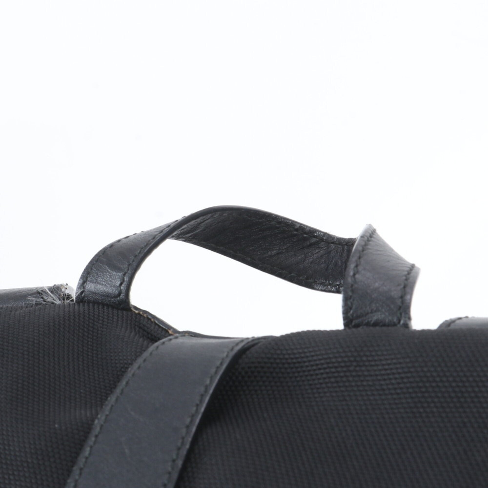 Gucci Black Leather Canvas Backpack Shoulder Bag (Pre-Owned)
