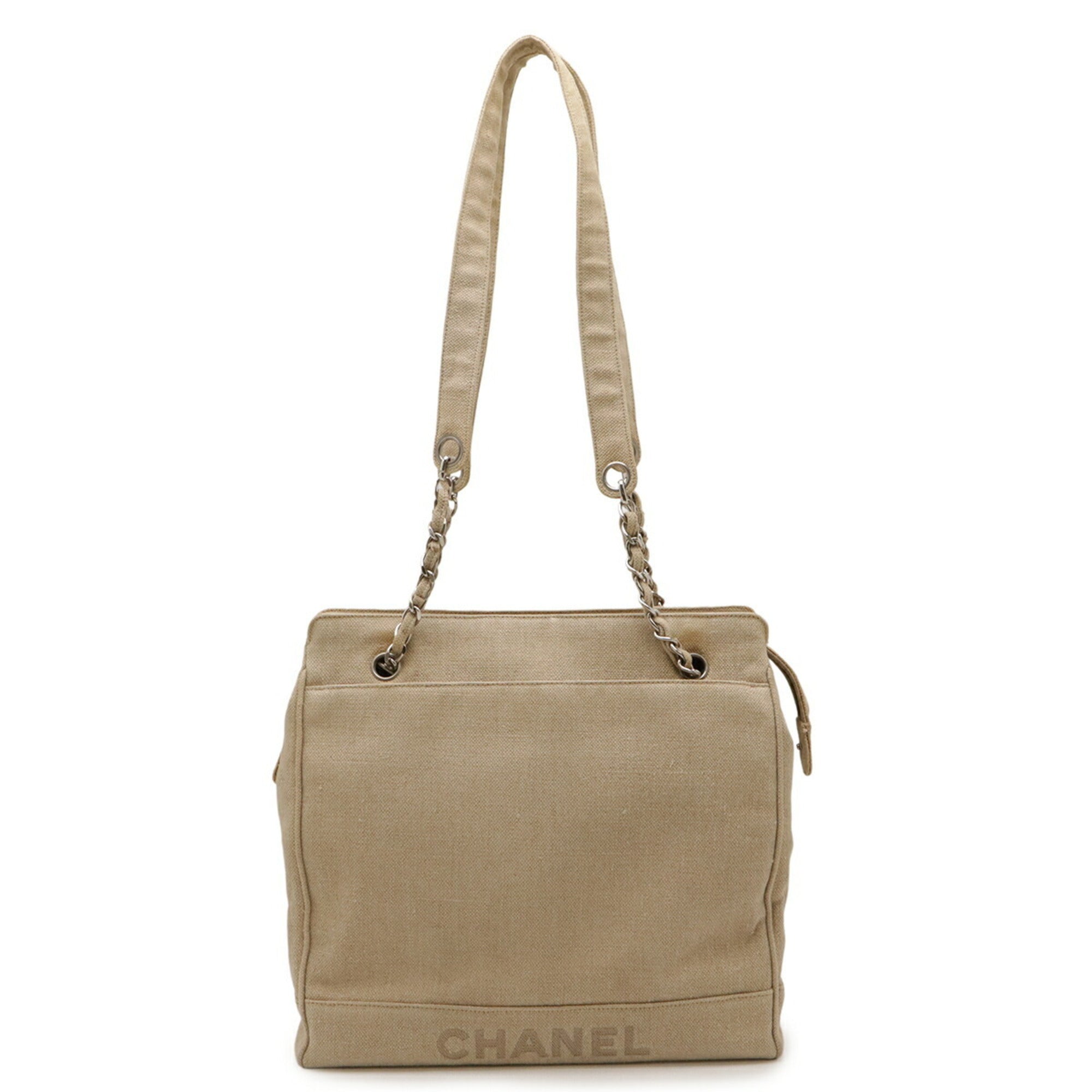 Chanel Beige Linen Shoulder Bag (Pre-Owned)