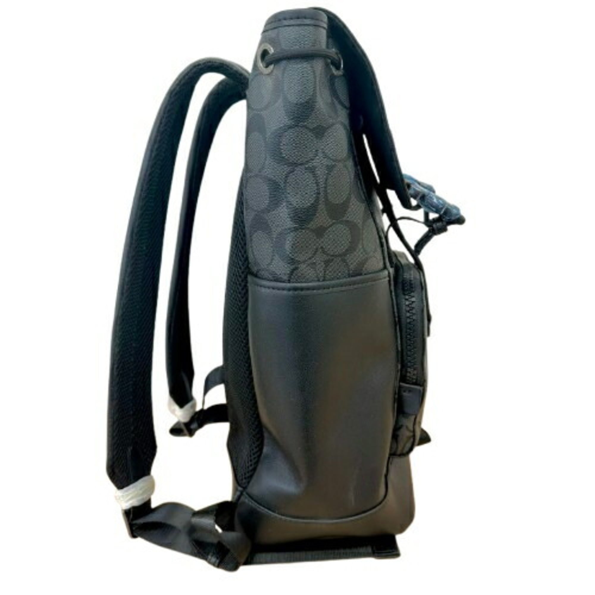 Coach Signature Black Leather Canvas Backpack (Pre-Owned)