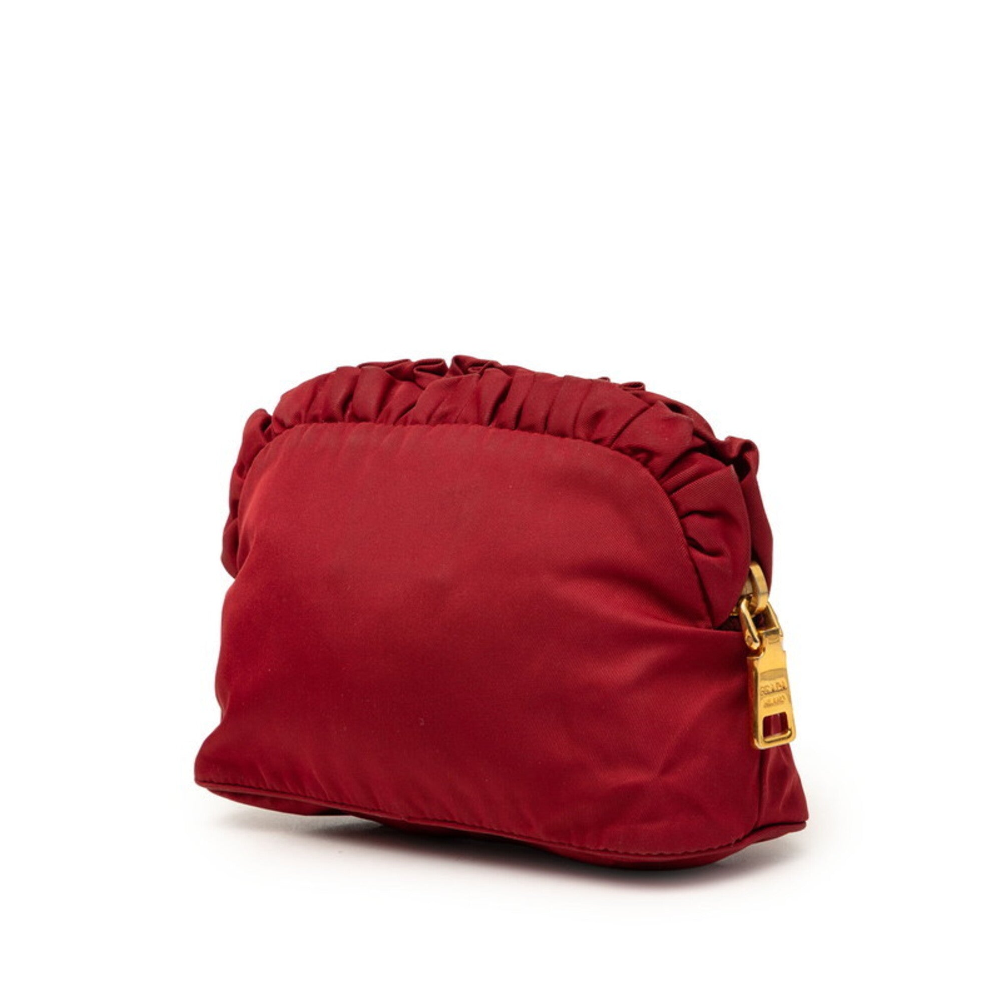 Prada Red Color Wine Nylon Handbag Pouch (Pre-Owned)