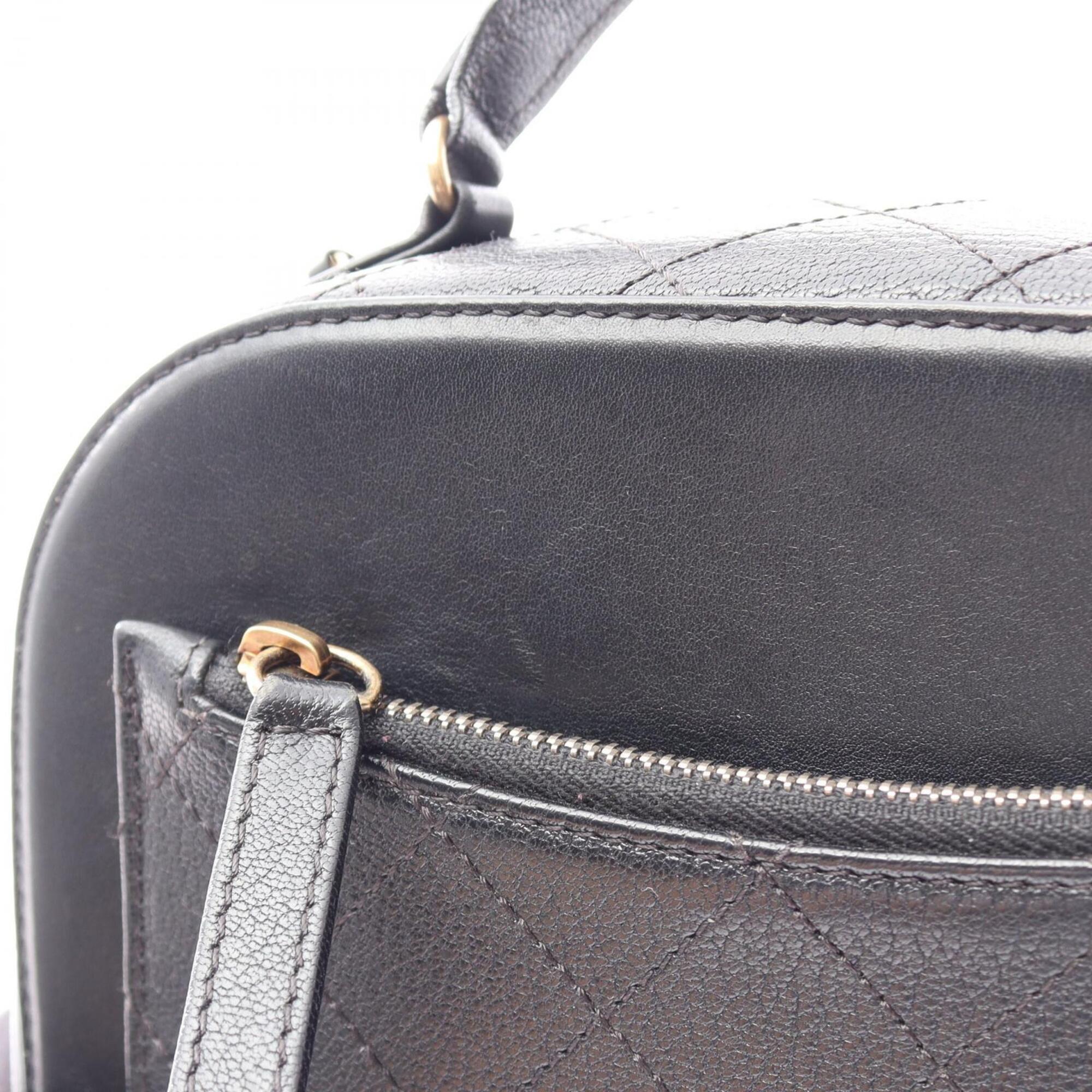 Chanel Black Leather Handbag Shoulder Bag Vanity Bag (Pre-Owned)
