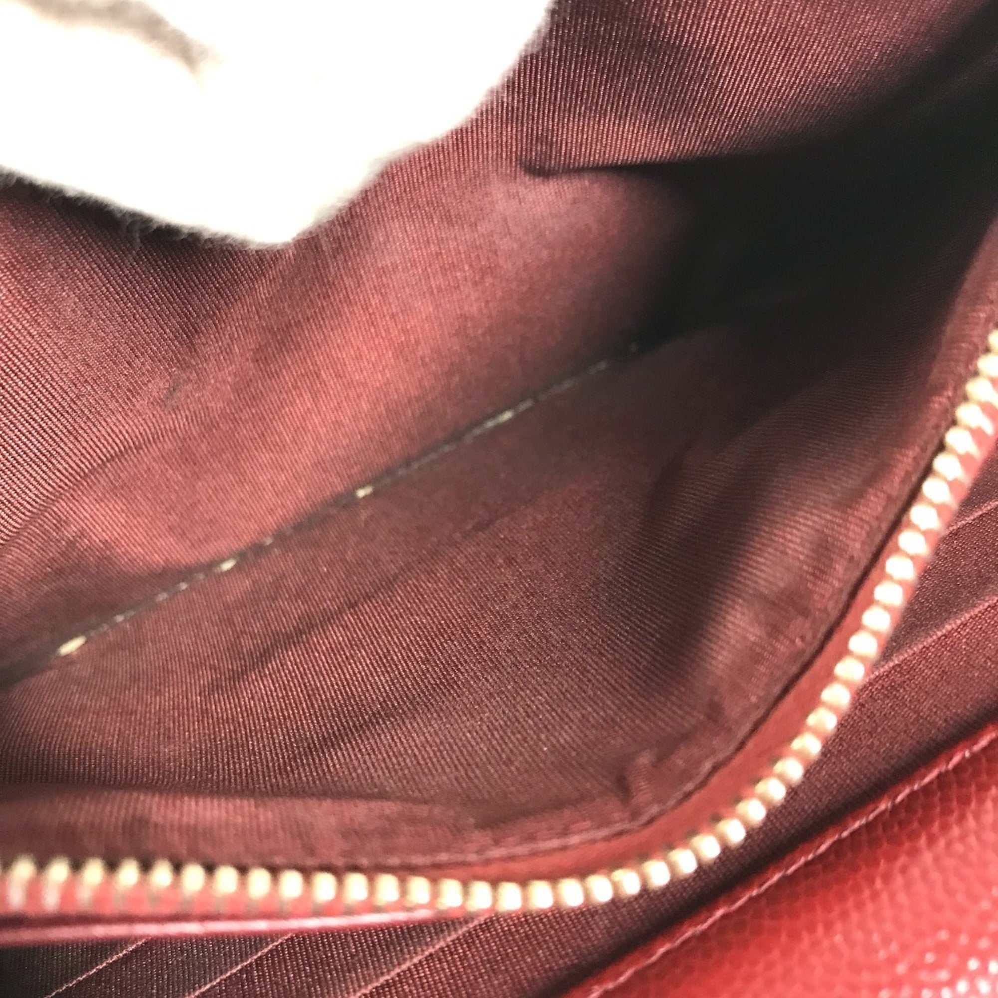 Chanel Red Color Grained Calfskin Chain/Shoulder Wallet (Pre-Owned)