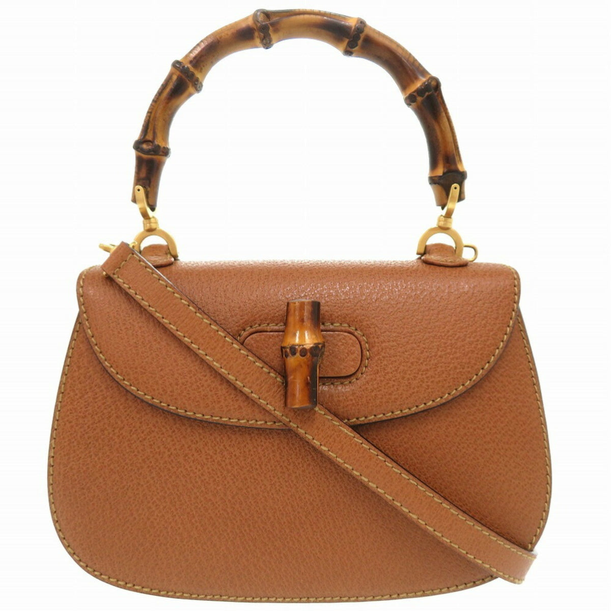 Gucci Brown Bamboo Leather Handbag (Pre-Owned)