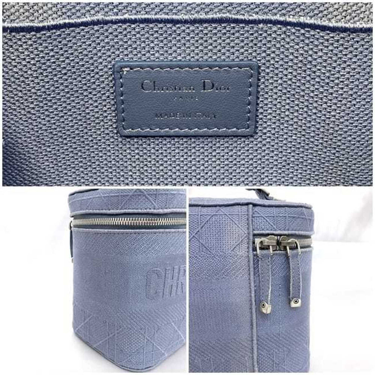 Christian Dior Light Blue Canvas Handbag Vanity Bag (Pre-Owned)