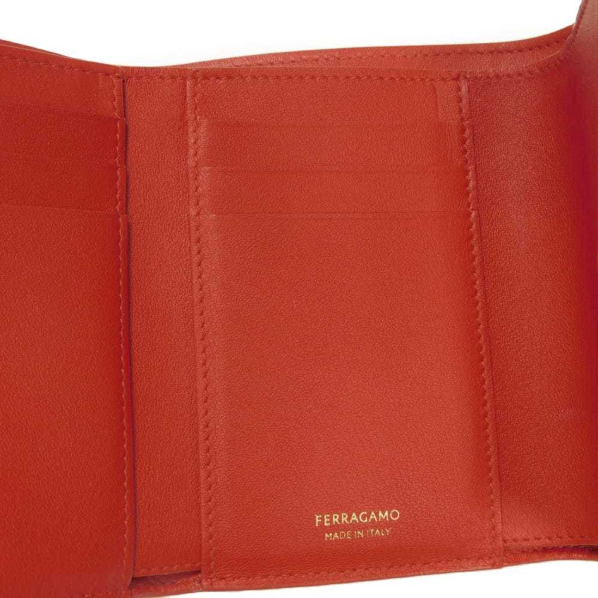 Salvatore Ferragamo Red Color Leather Wallet (Tri-Fold) (Pre-Owned)