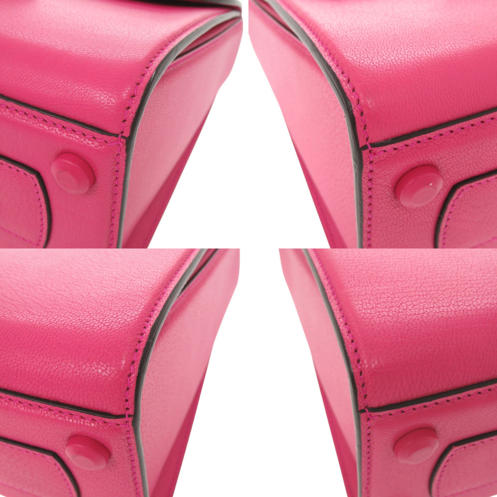 Salvatore Ferragamo Pink Leather Canvas Handbag Shoulder Bag (Pre-Owned)