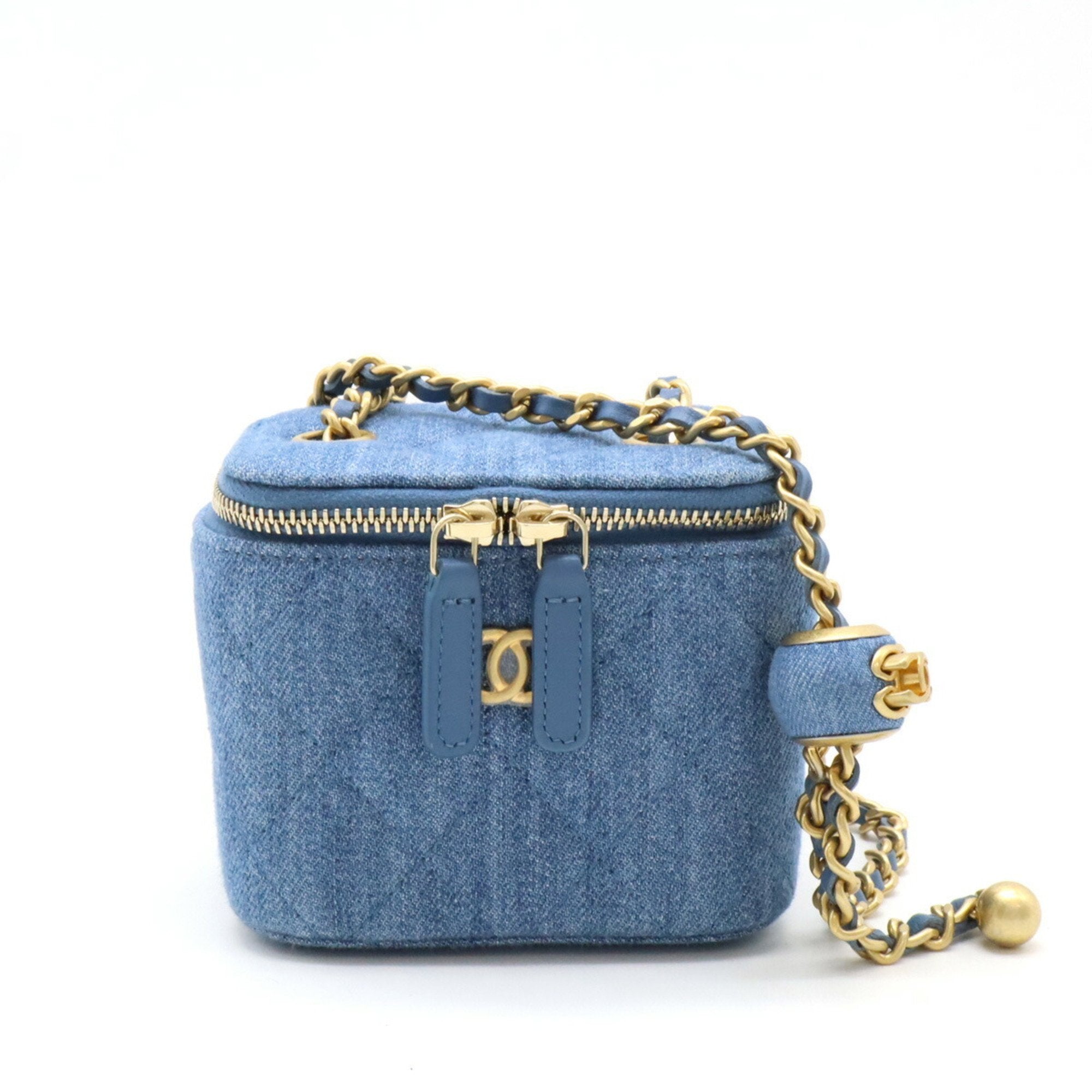 Chanel Blue Denim Leather Shoulder Bag (Pre-Owned)