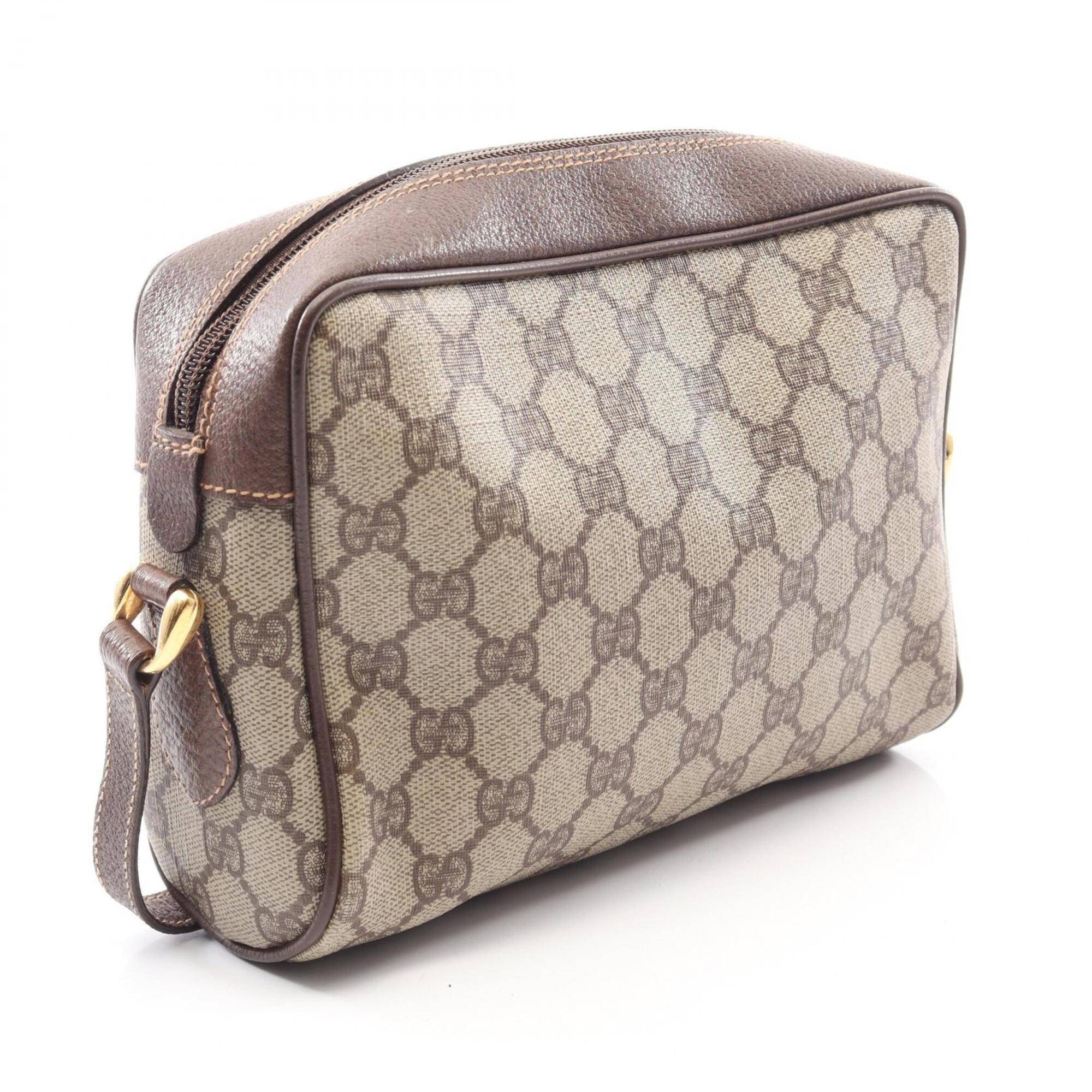 Gucci Beige Brown Multi-Color Pvc Coated Canvas Leather Handbag Shoulder Bag (Pre-Owned)