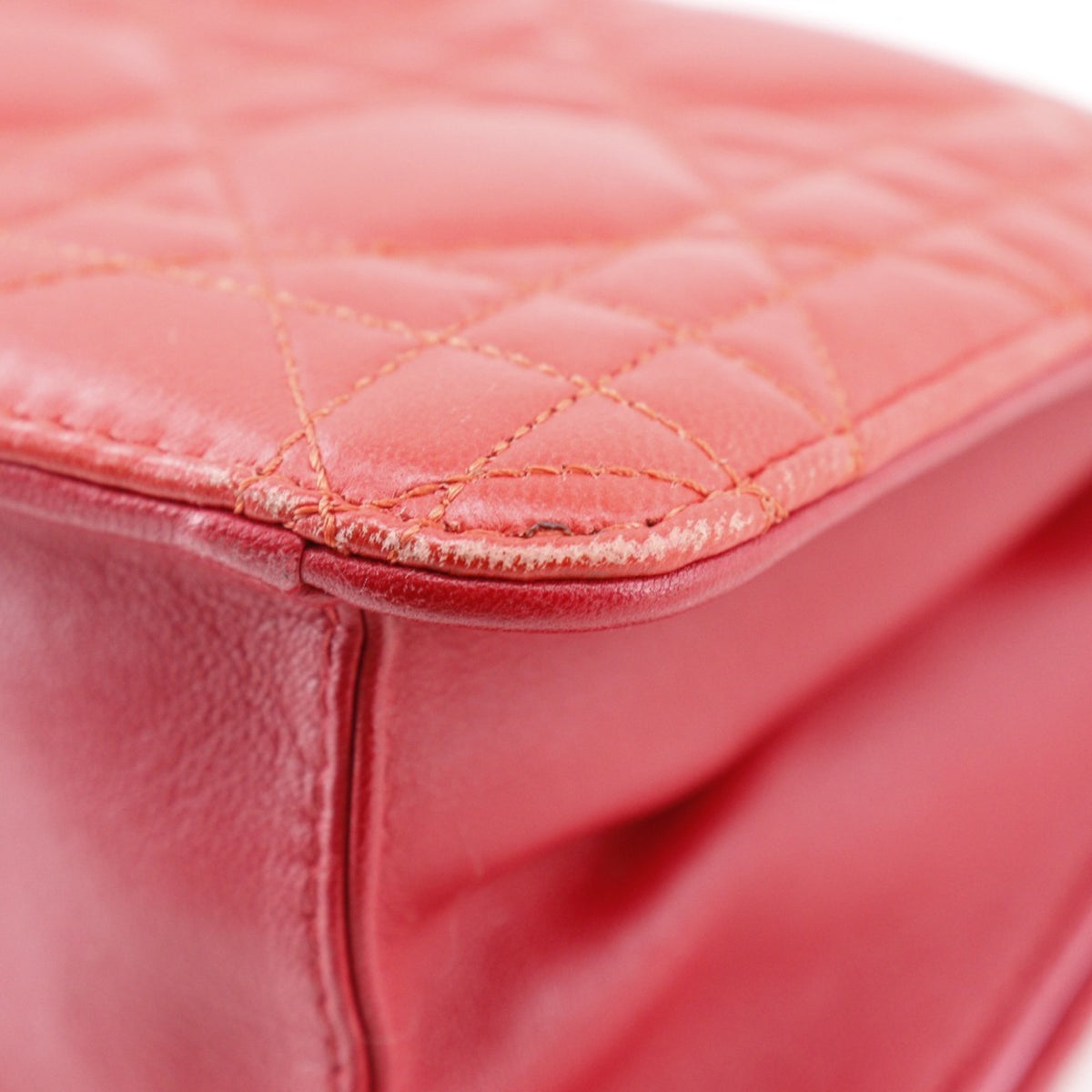 Christian Dior Pink Red Color Leather Shoulder Bag (Pre-Owned)
