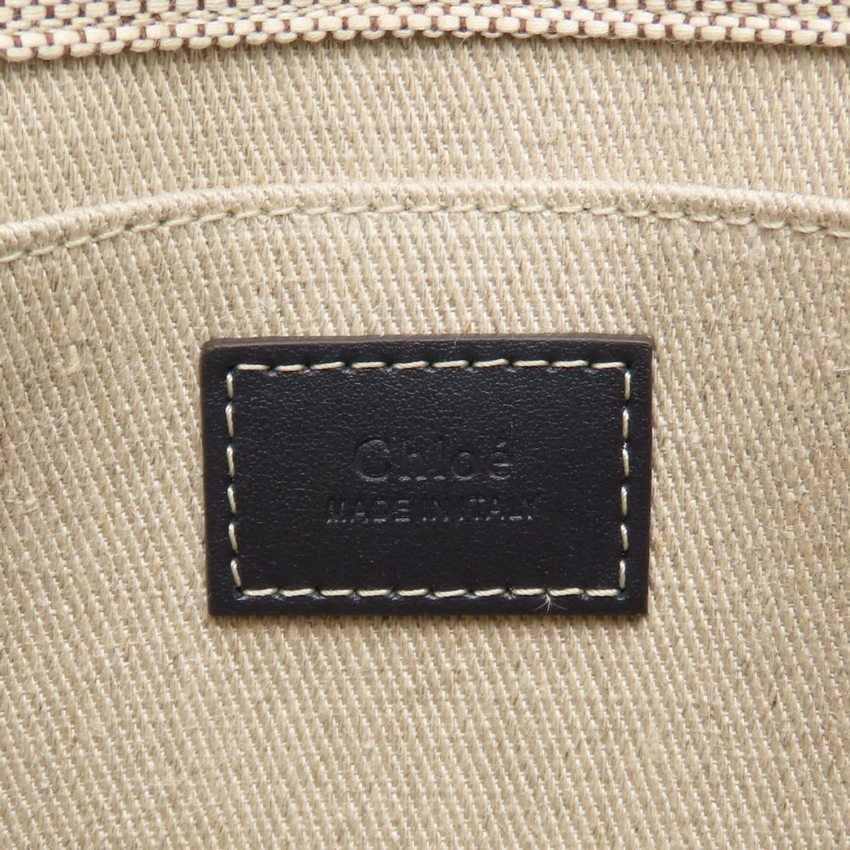 Chloé Blue White Linen Leather Handbag (Pre-Owned)
