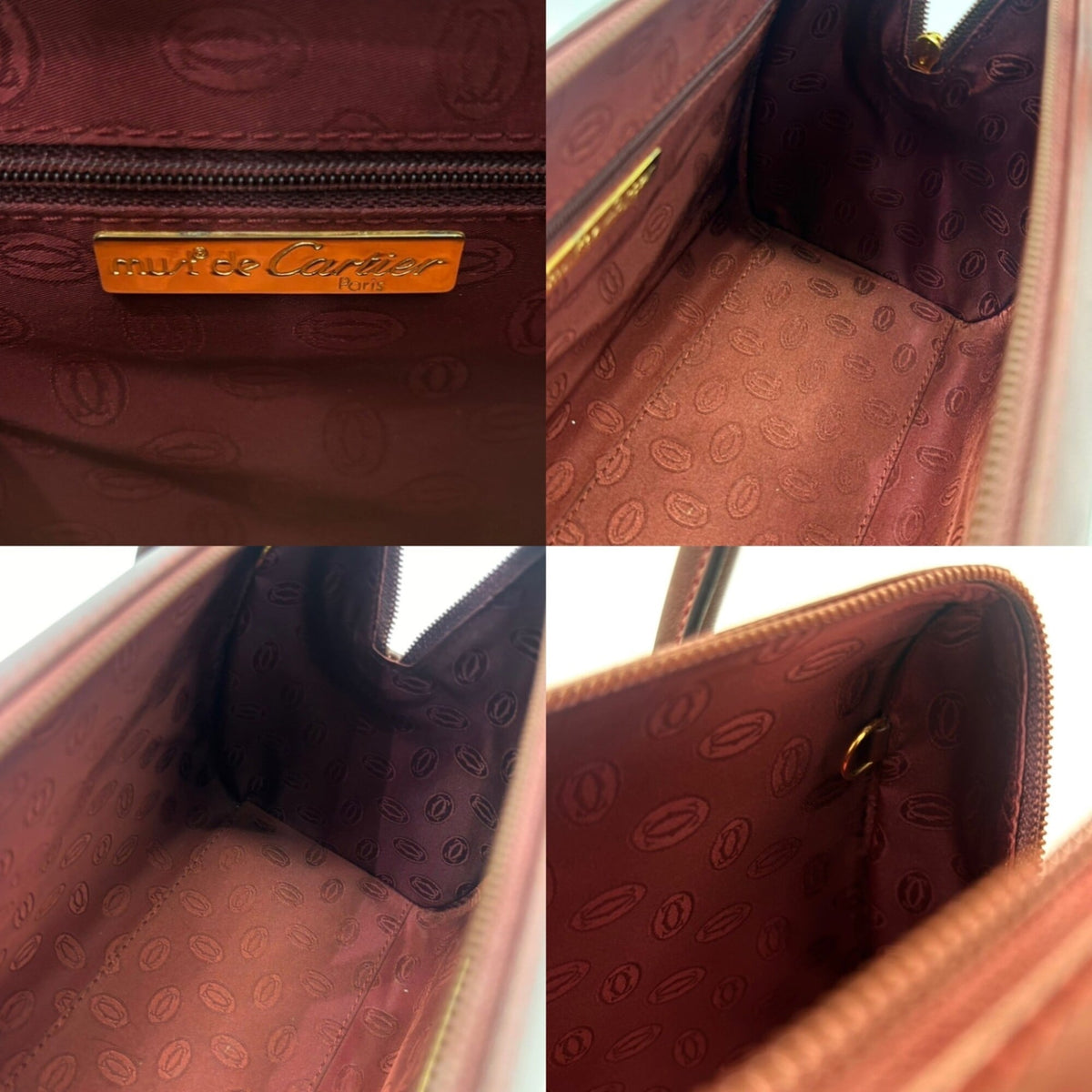 Cartier Bordeaux Wine Red Leather Boston Bag Handbag (Pre-Owned)