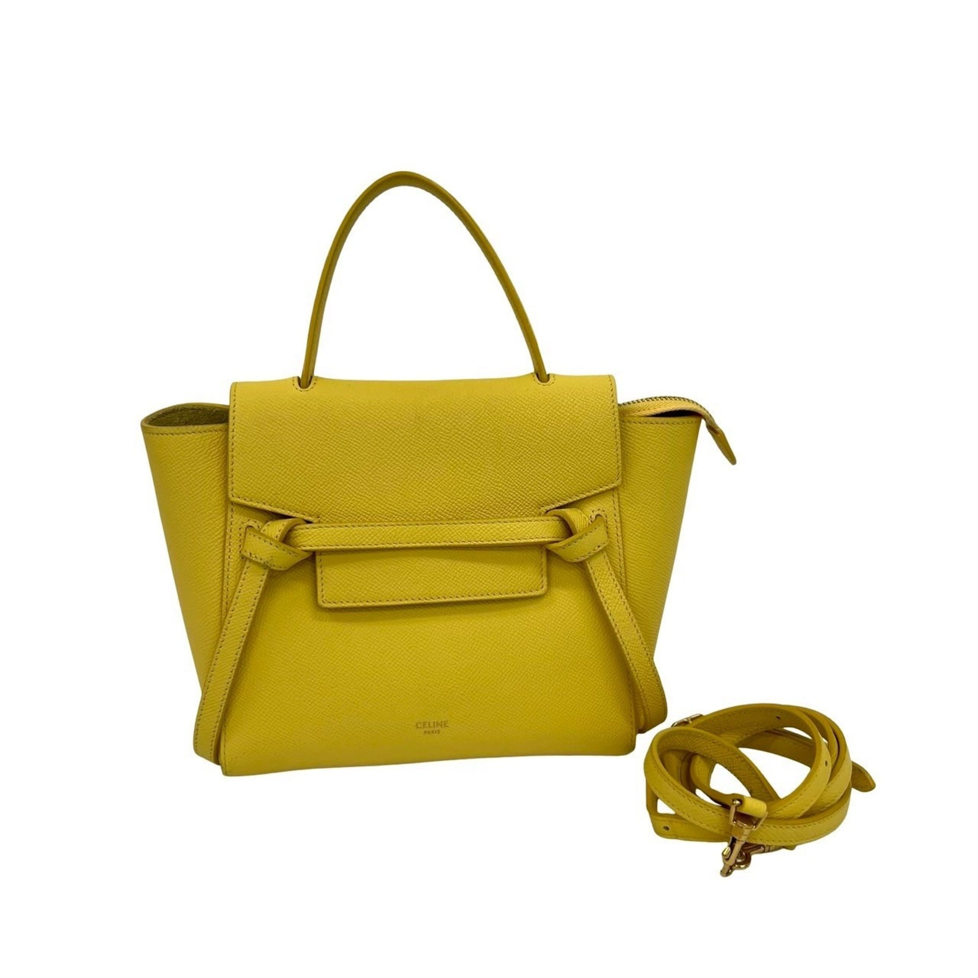 Celine Yellow Leather Handbag Shoulder Bag Tote Bag (Pre-Owned)