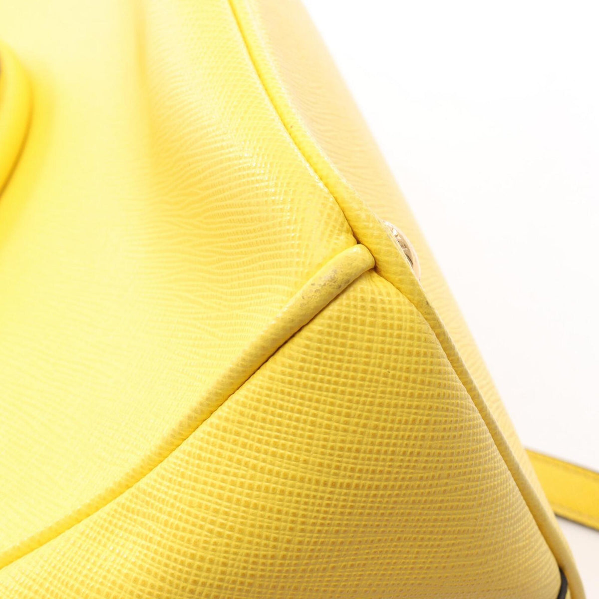 Prada Saffiano Yellow Leather Handbag Tote Bag (Pre-Owned)