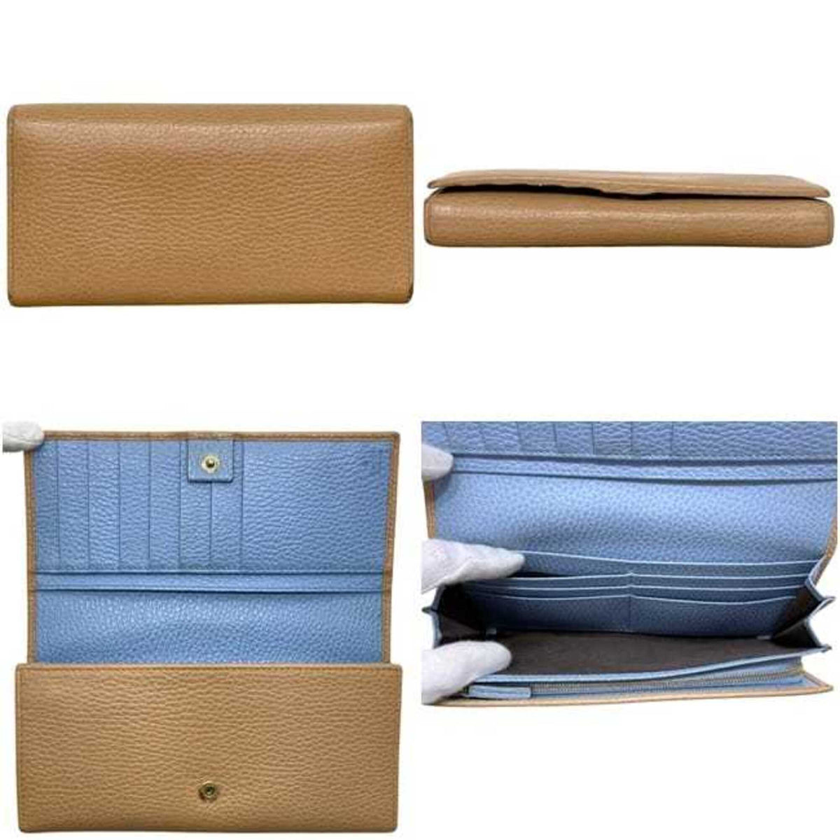 Gucci Beige Leather Long Wallet (Bi-Fold) (Pre-Owned)