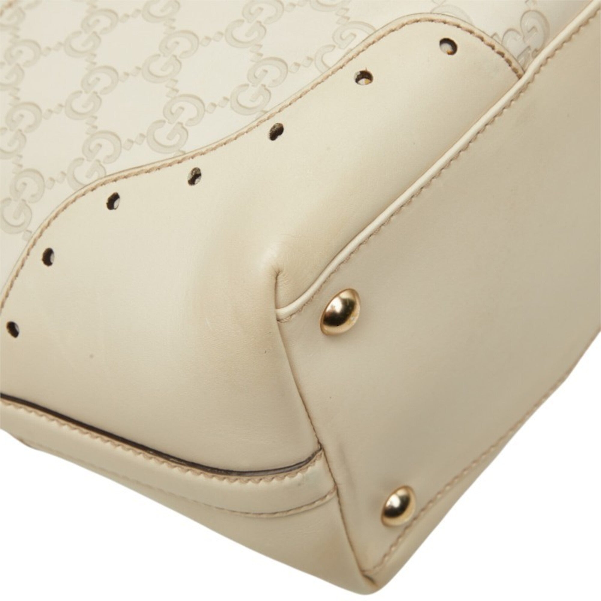 Gucci Ivory Leather Shoulder Bag Tote Bag (Pre-Owned)