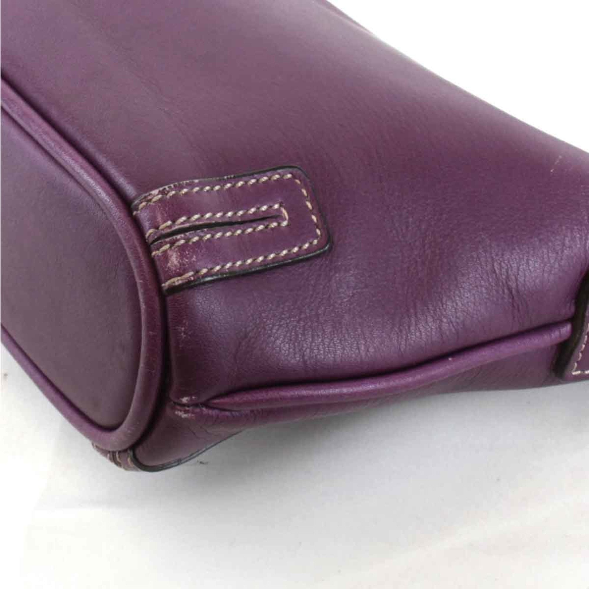 Burberry Purple Leather Shoulder Bag (Pre-Owned)