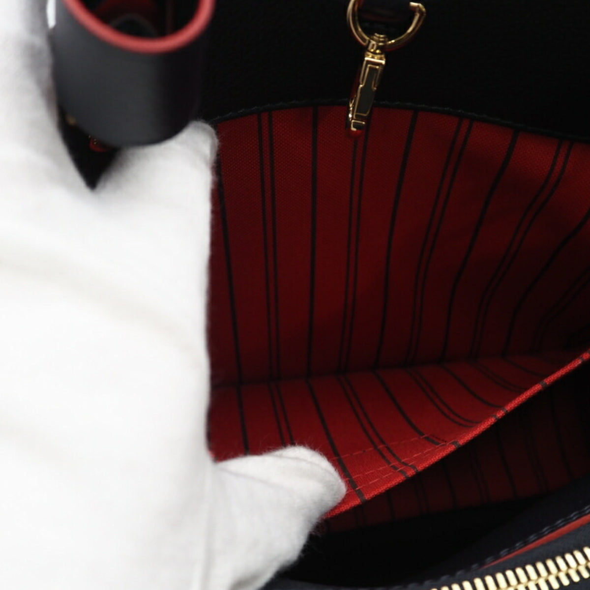 Louis Vuitton Navy Red Color Leather Shoulder Bag (Pre-Owned)