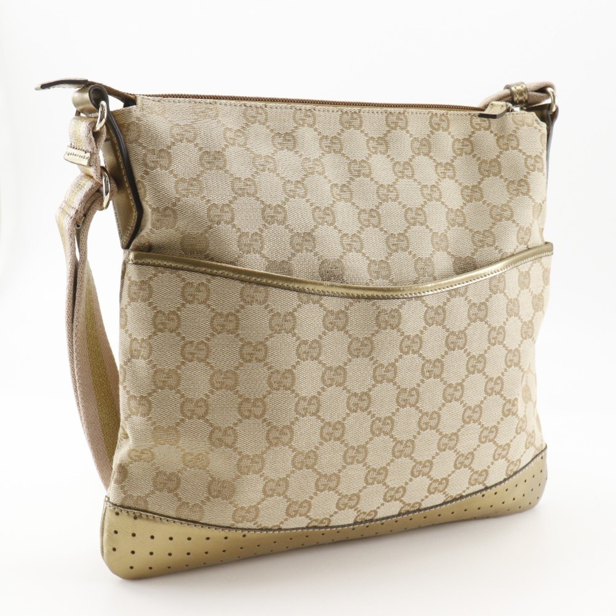 Gucci Gg Canvas Beige Gg Canvas Shoulder Bag (Pre-Owned)