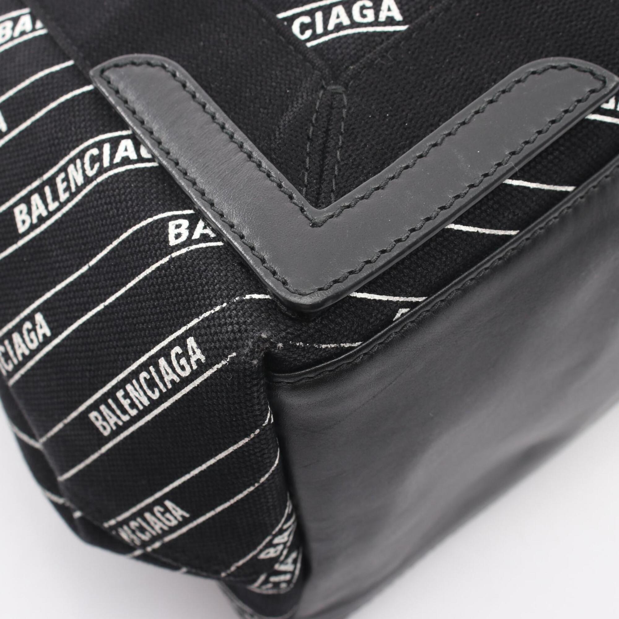 Balenciaga Black White Canvas Leather Handbag Tote Bag (Pre-Owned)