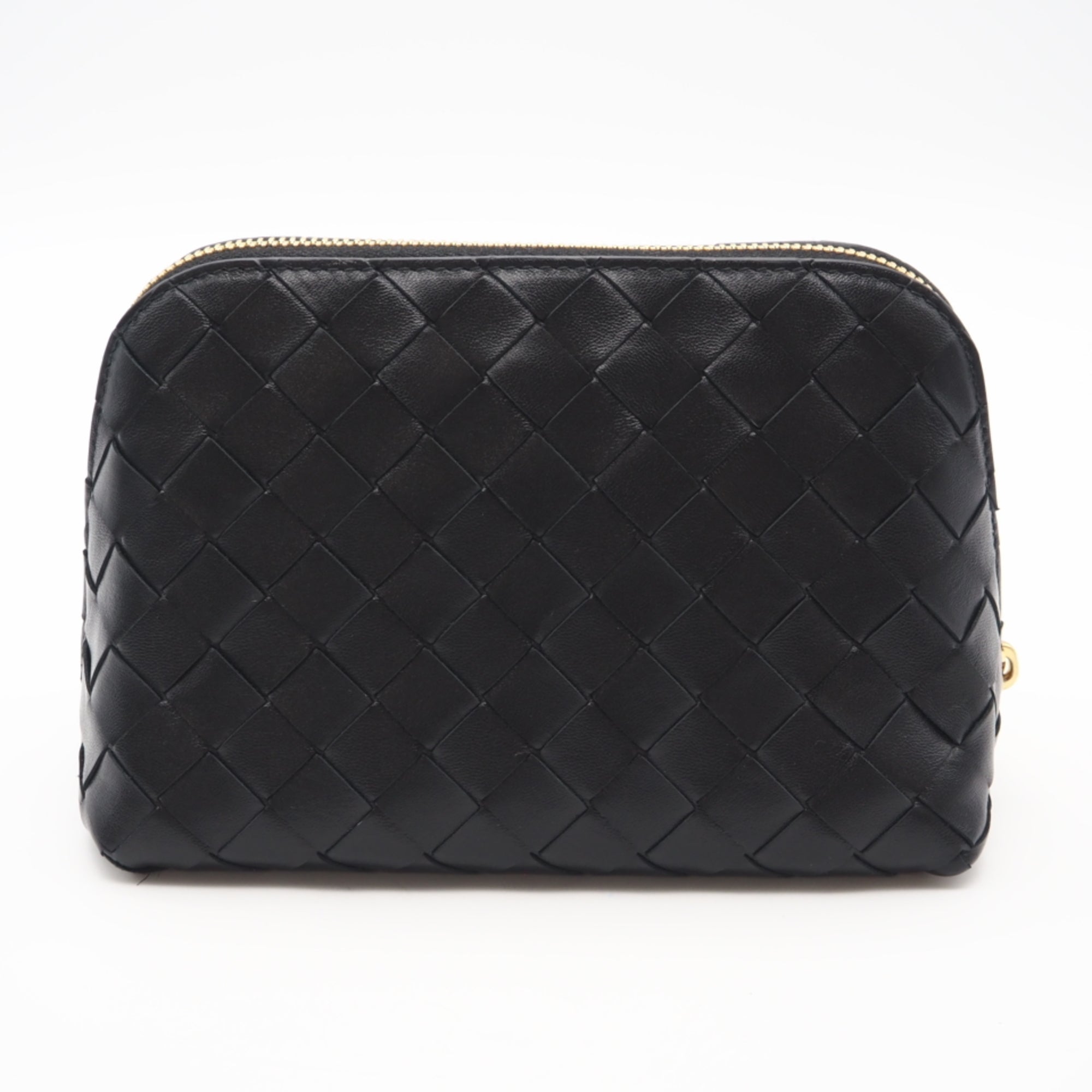 Bottega Veneta Black Intrecciato Leather Pouch (Pre-Owned)