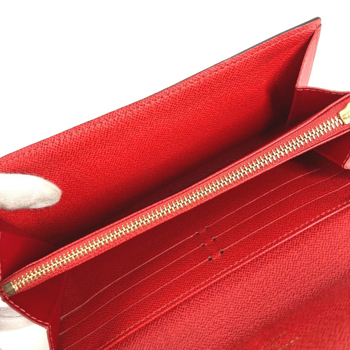 Louis Vuitton Brown Red Color Canvas Monogram Long Wallet (Tri-Fold) (Pre-Owned)
