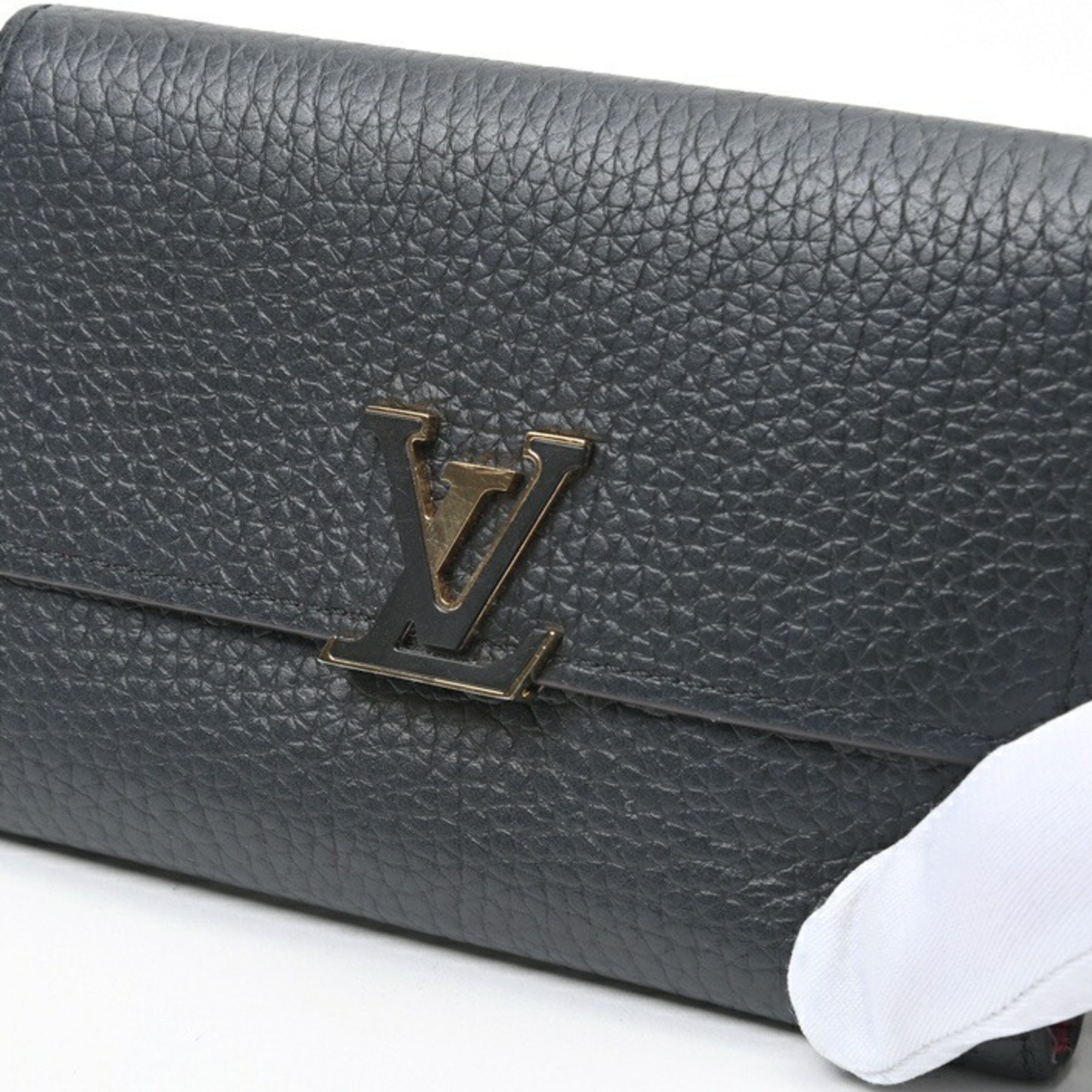 Louis Vuitton Hot Pink Noir Leather Wallet (Tri-Fold) (Pre-Owned)