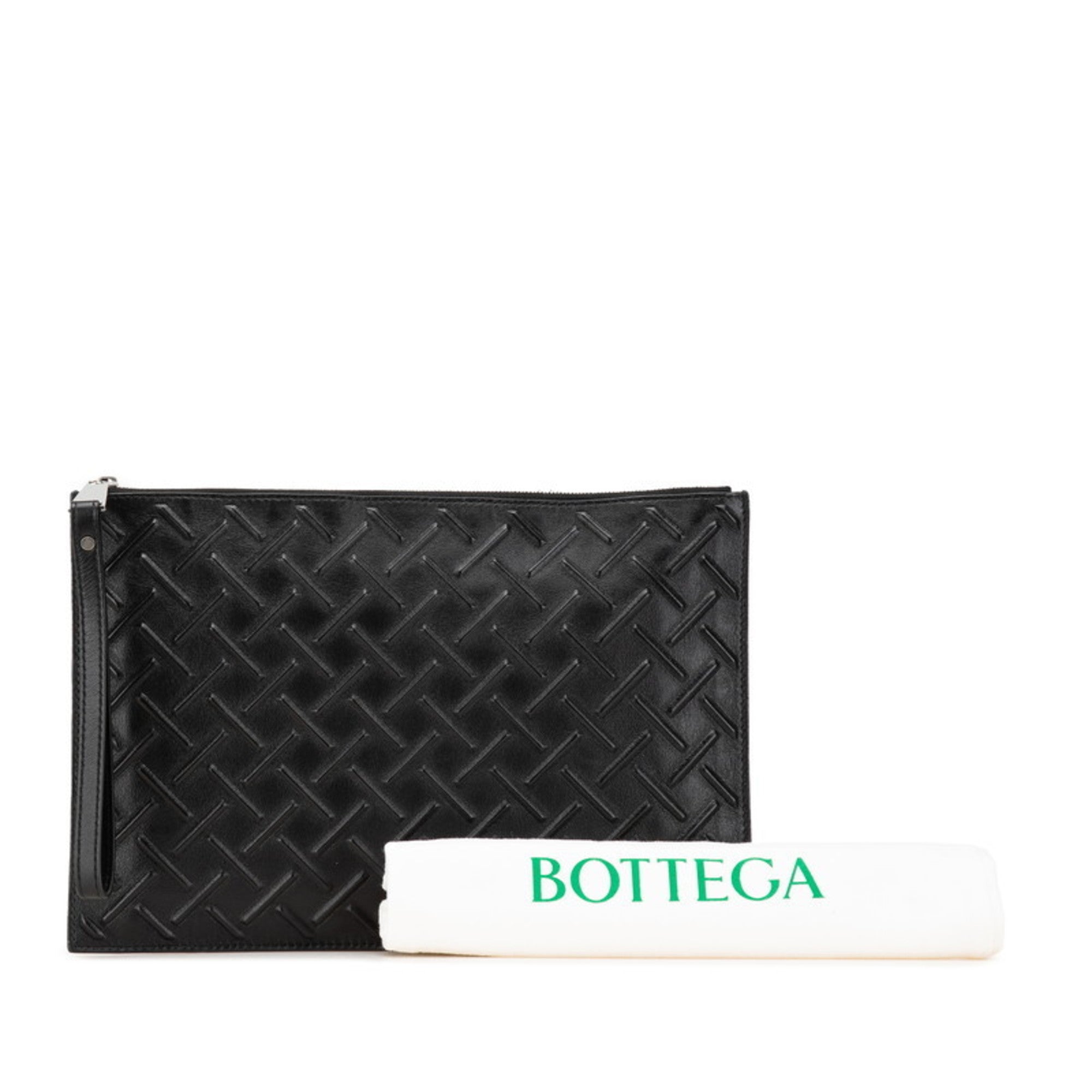 Bottega Veneta Black Leather Clutch Bag (Pre-Owned)