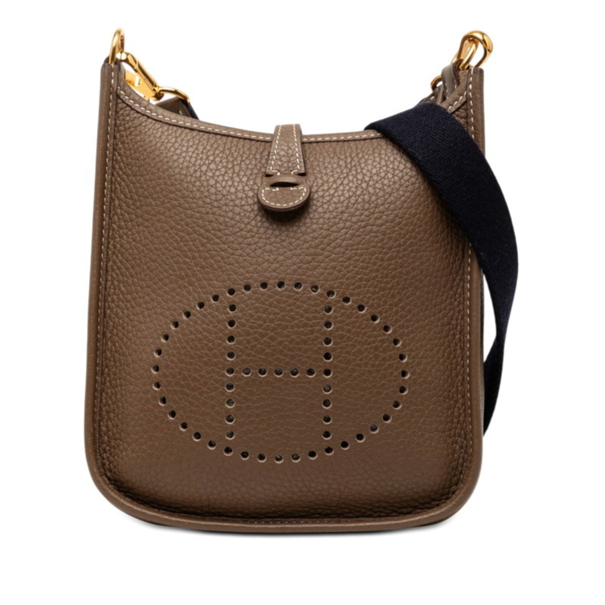 Hermes Evelyne Etoupe Gray Navy Taurillon Clemence Leather Shoulder Bag (Pre-Owned)
