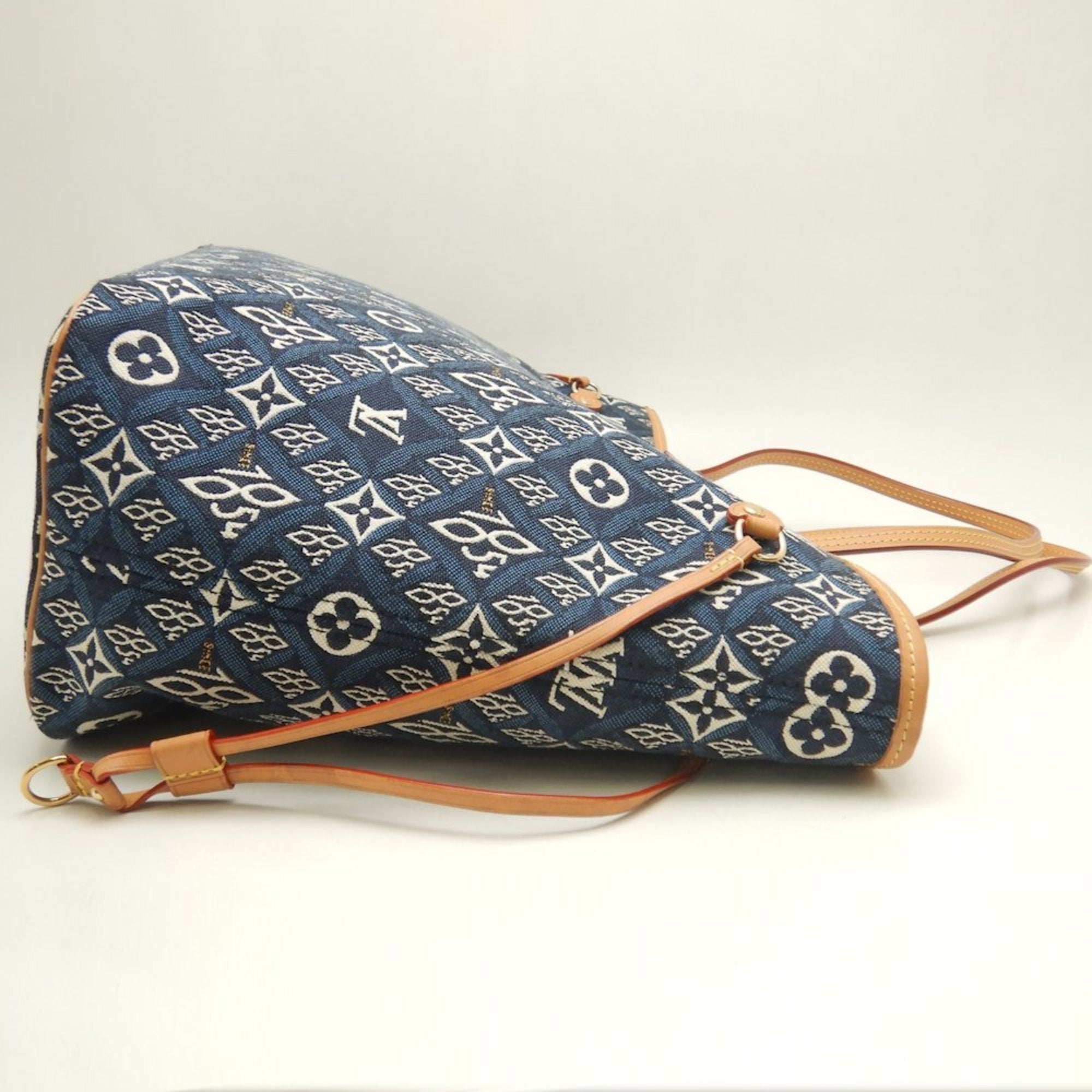 Louis Vuitton Blue Monogram Monogram Cotton Canvas Leather Tote Bag (Pre-Owned)