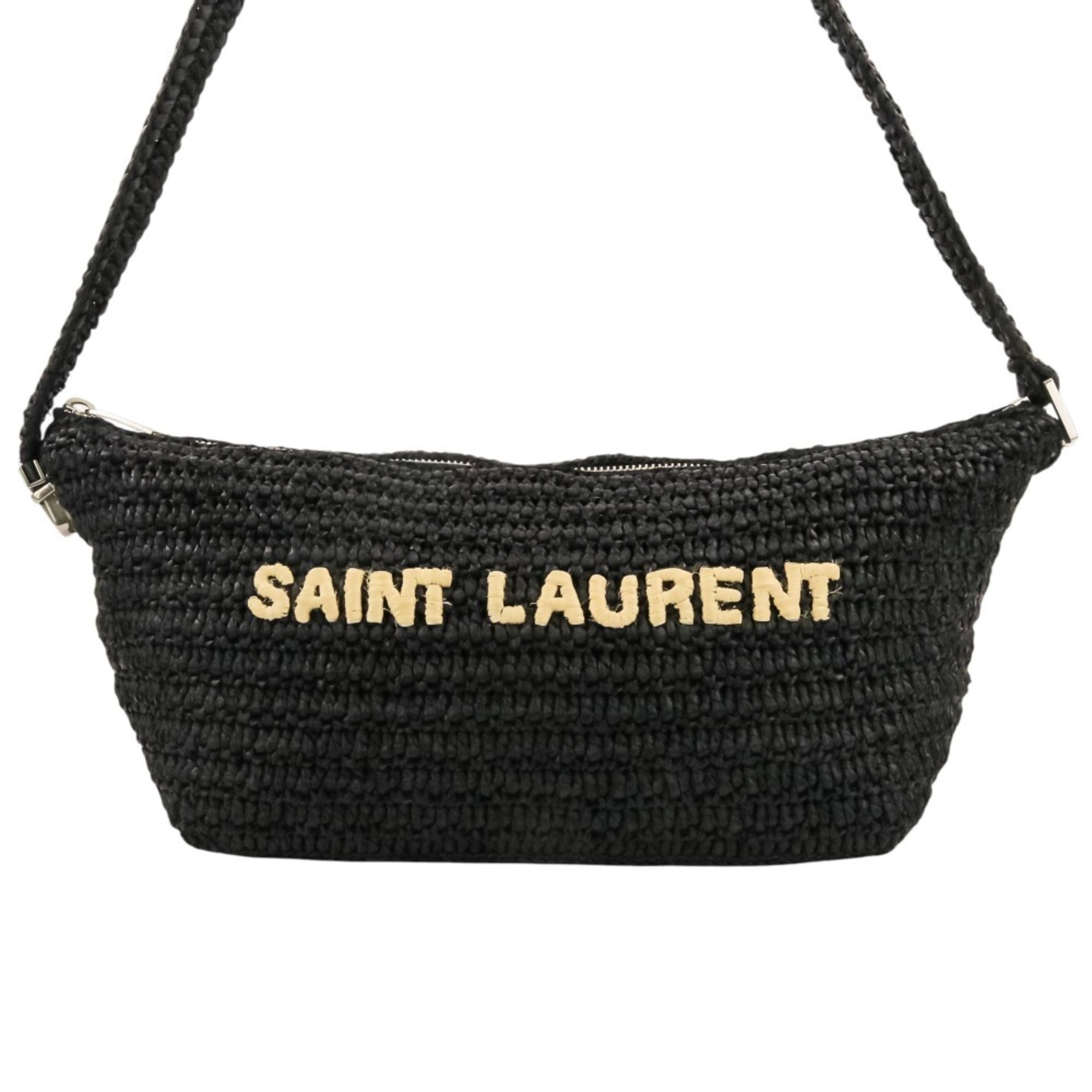 Yves Saint Laurent Black Raffia Shoulder Bag (Pre-Owned)
