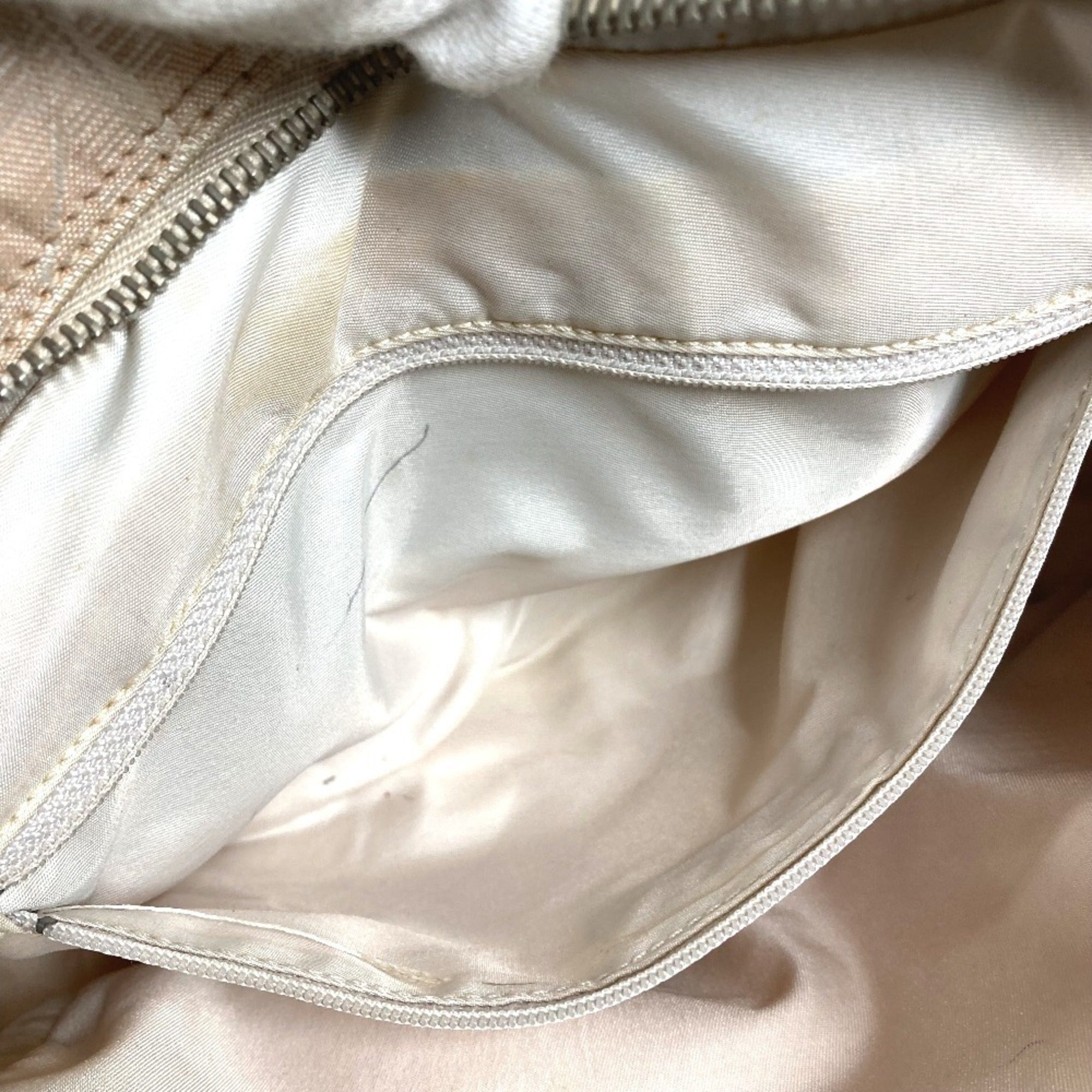 Chanel Beige Nylon Leather Handbag Tote Bag (Pre-Owned)