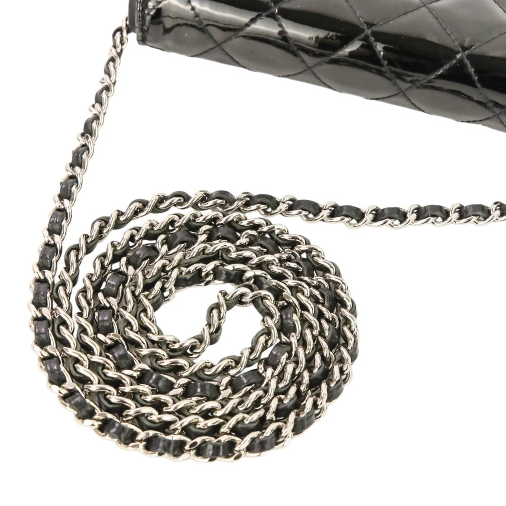 Chanel Matelasse Black Patent Leather Chain/Shoulder Wallet (Pre-Owned)