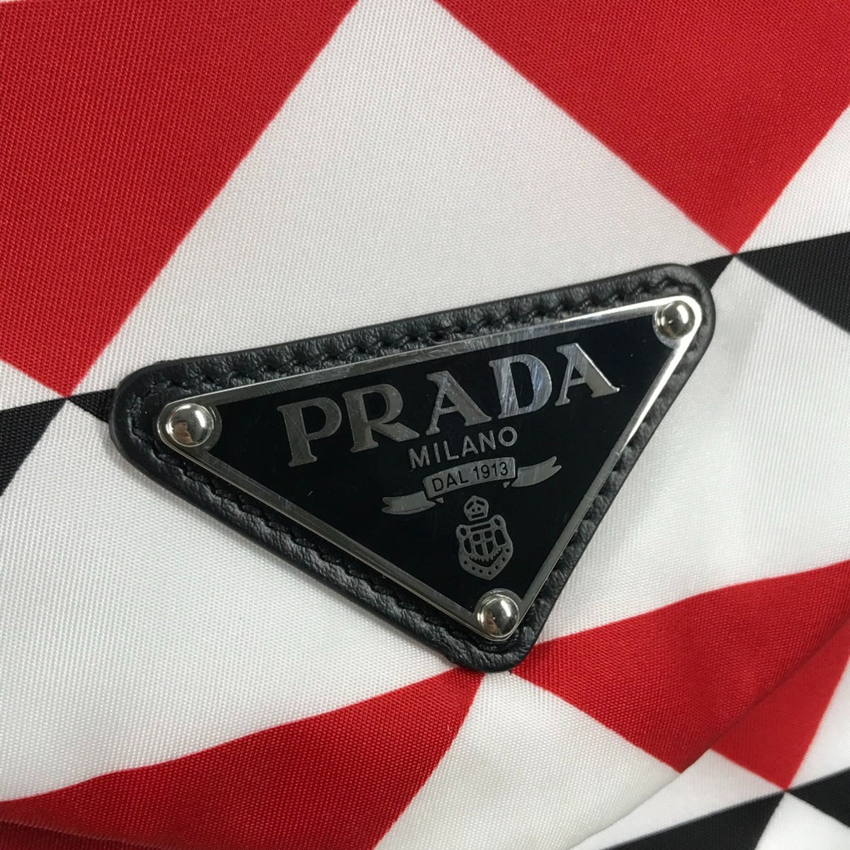 Prada Black Red Color White Nylon Backpack (Pre-Owned)