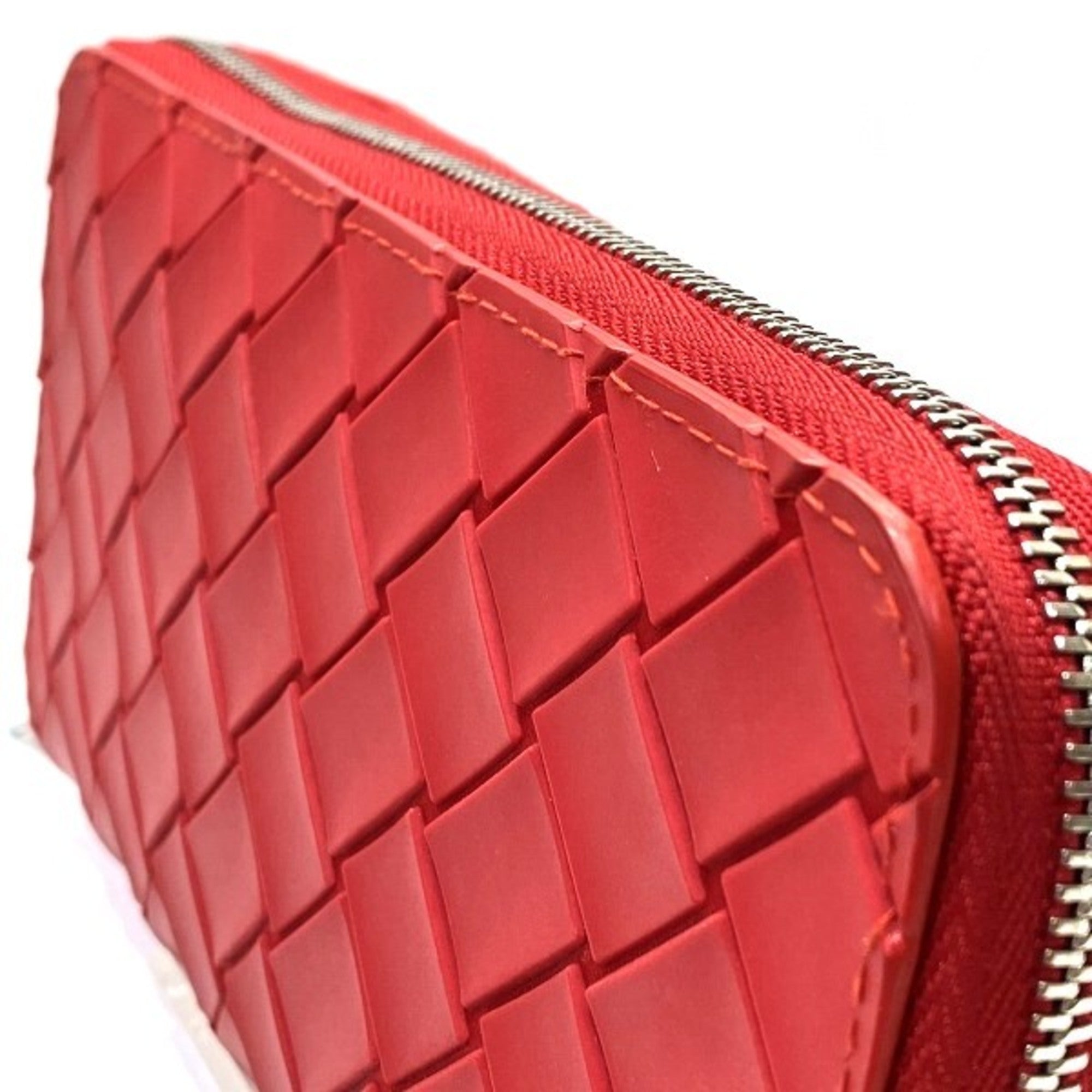 Bottega Veneta Intrecciato Red Color Elastane Cotton Polyester Long Wallet (Bi-Fold) (Pre-Owned)