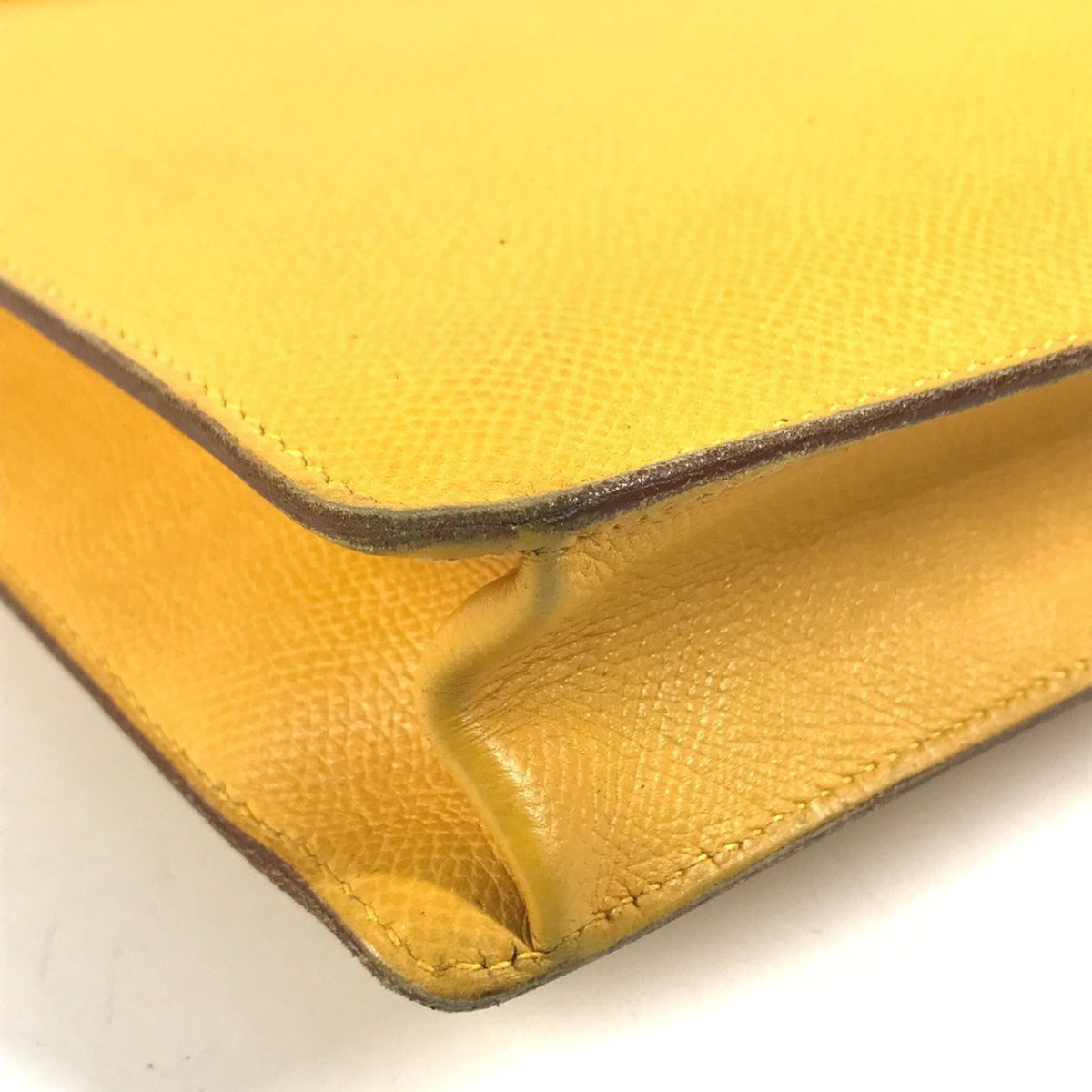 Hermes Yellow Courchevel Leather Briefcase Handbag (Pre-Owned)