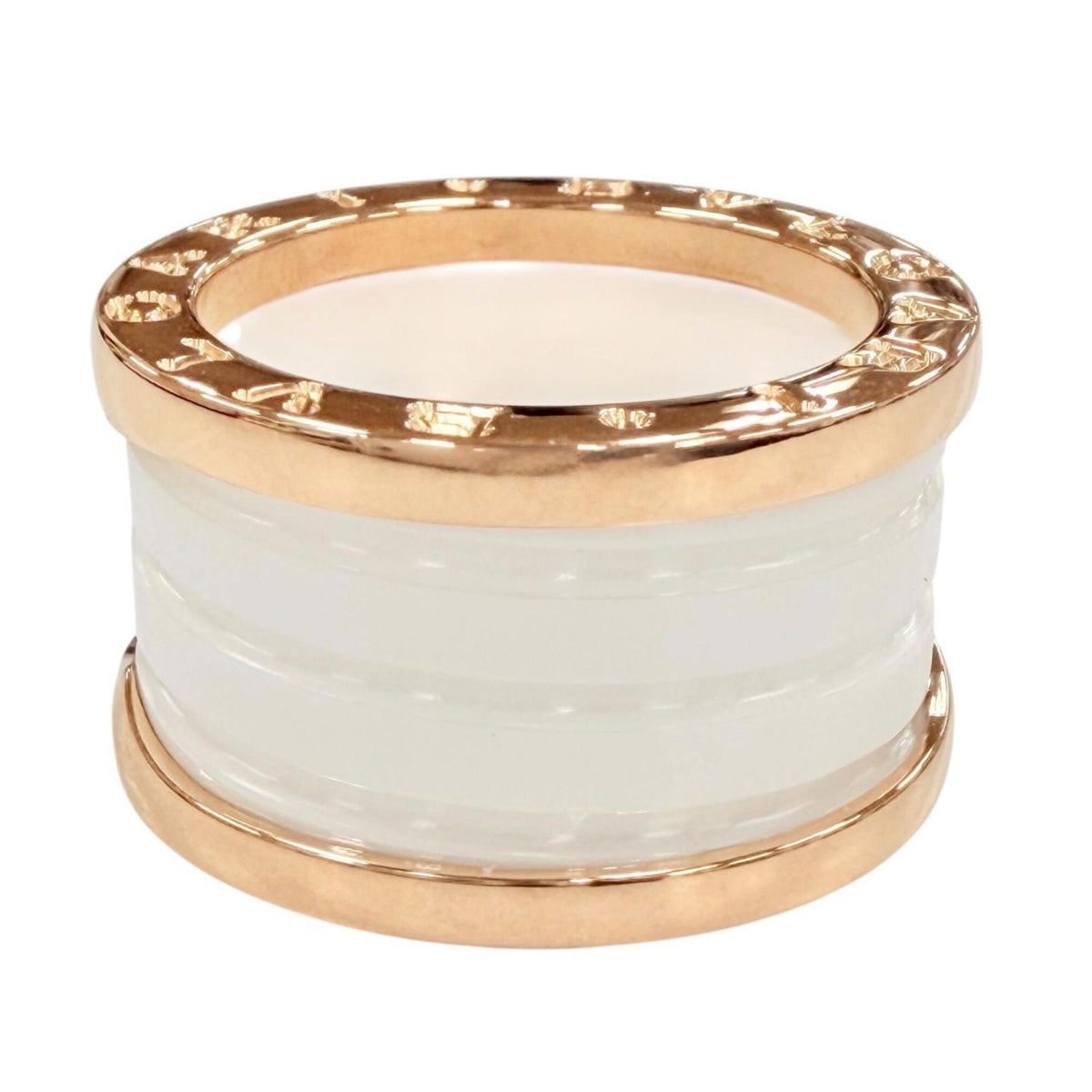 Bvlgari Pink Gold White Pink Gold (18K) Ceramic Band Ring (Pre-Owned)