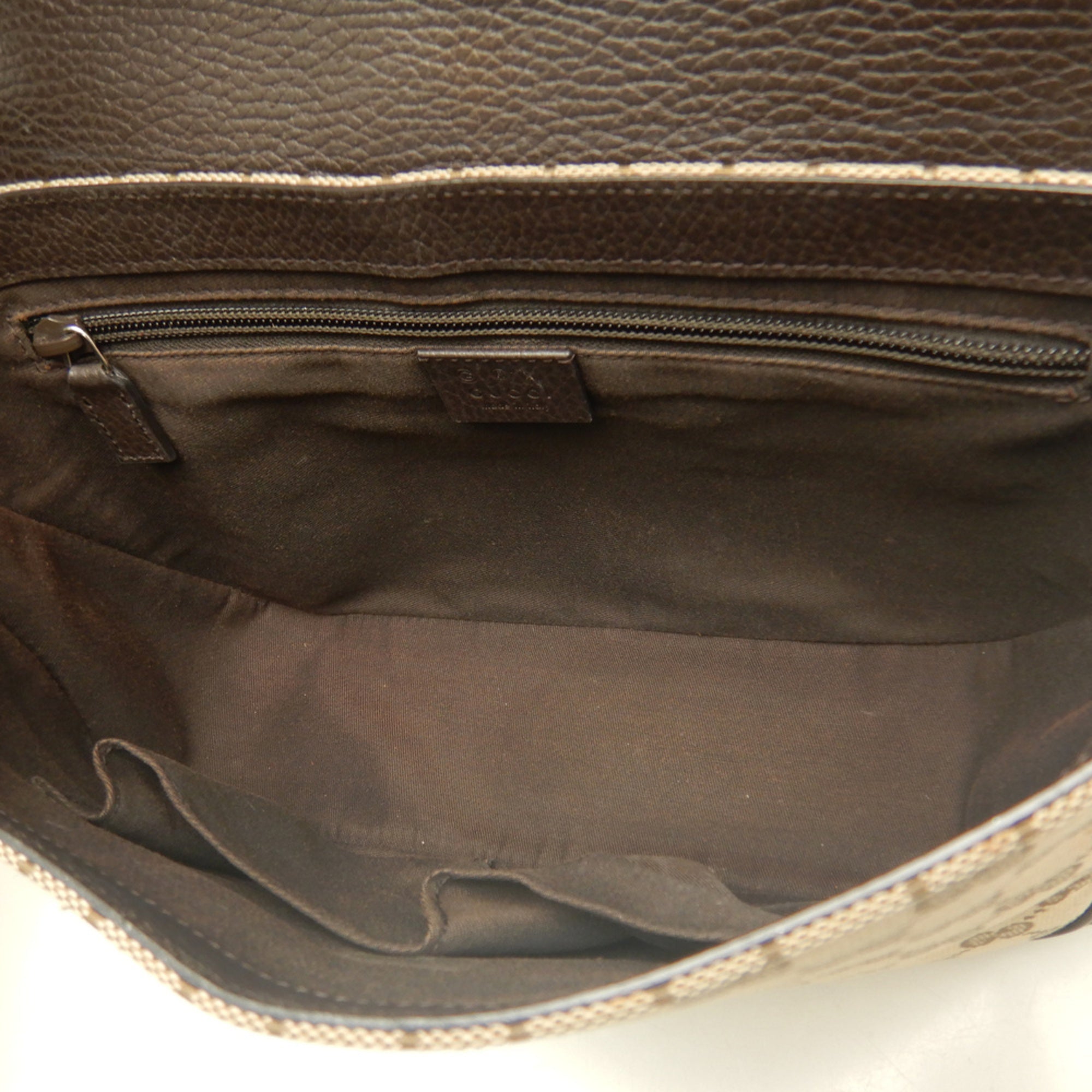 Gucci Beige Gg Canvas Leather Shoulder Bag (Pre-Owned)