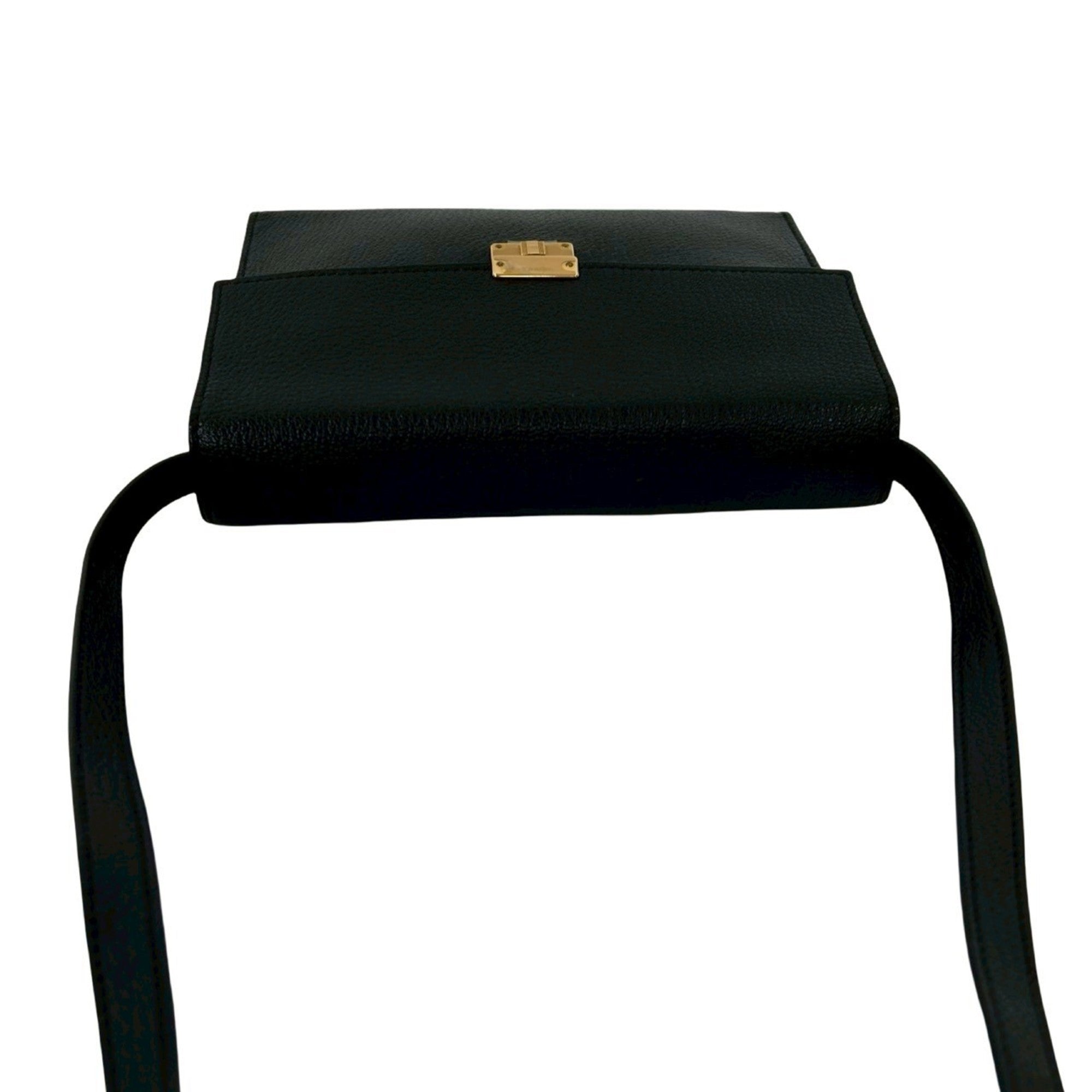 Hermes Black Chevre Leather Pochette Shoulder Bag (Pre-Owned)